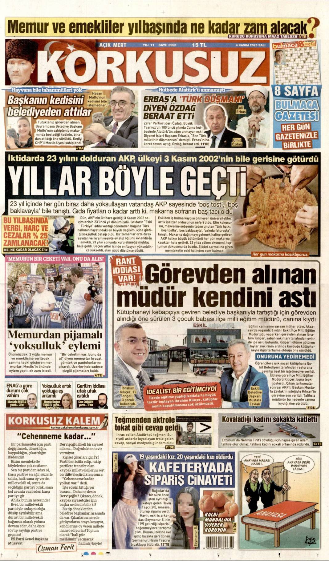 Cumhuriyetin en başarılı kadrosuyuz! 4 Kasım 2025 Salı, güncel gazete manşetleri 10