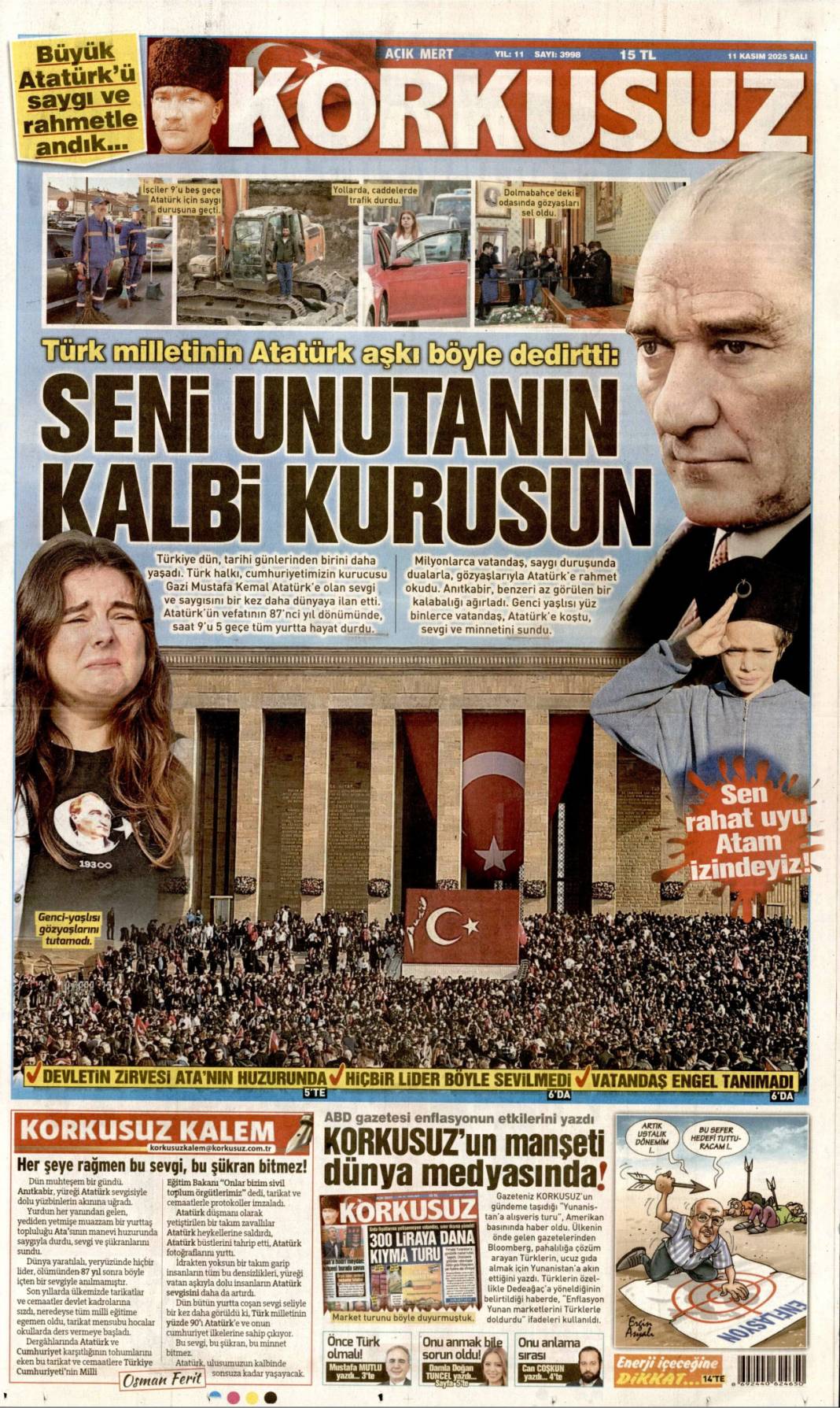 Cumhuriyete hizmet nasıl olur gösterdik: 11 Kasım 2025 Salı, güncel gazete manşetleri 13