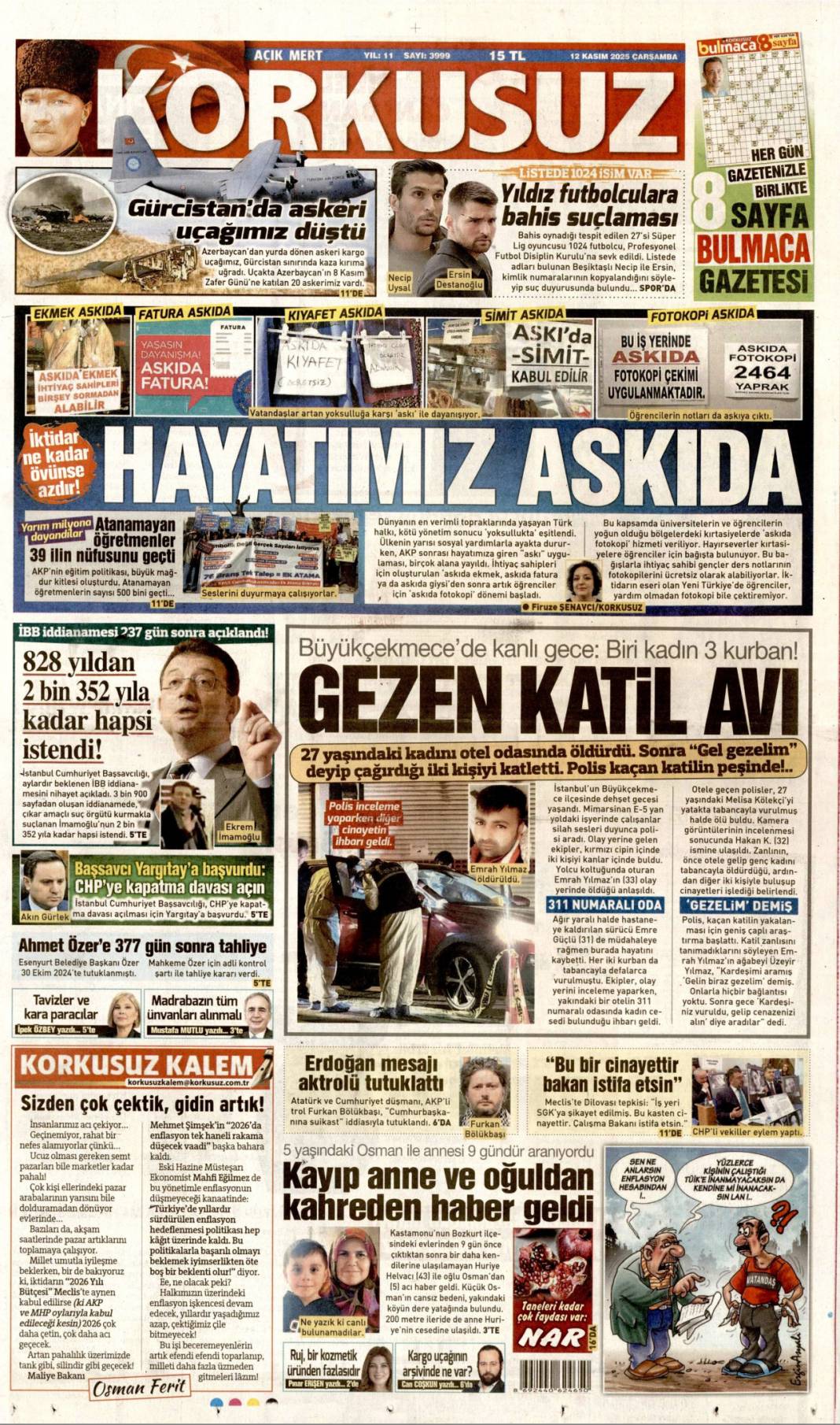 Tarihin en büyük yolsuzluğu: 12 Kasım 2025 Çarşamba güncel gazete manşetleri... 9