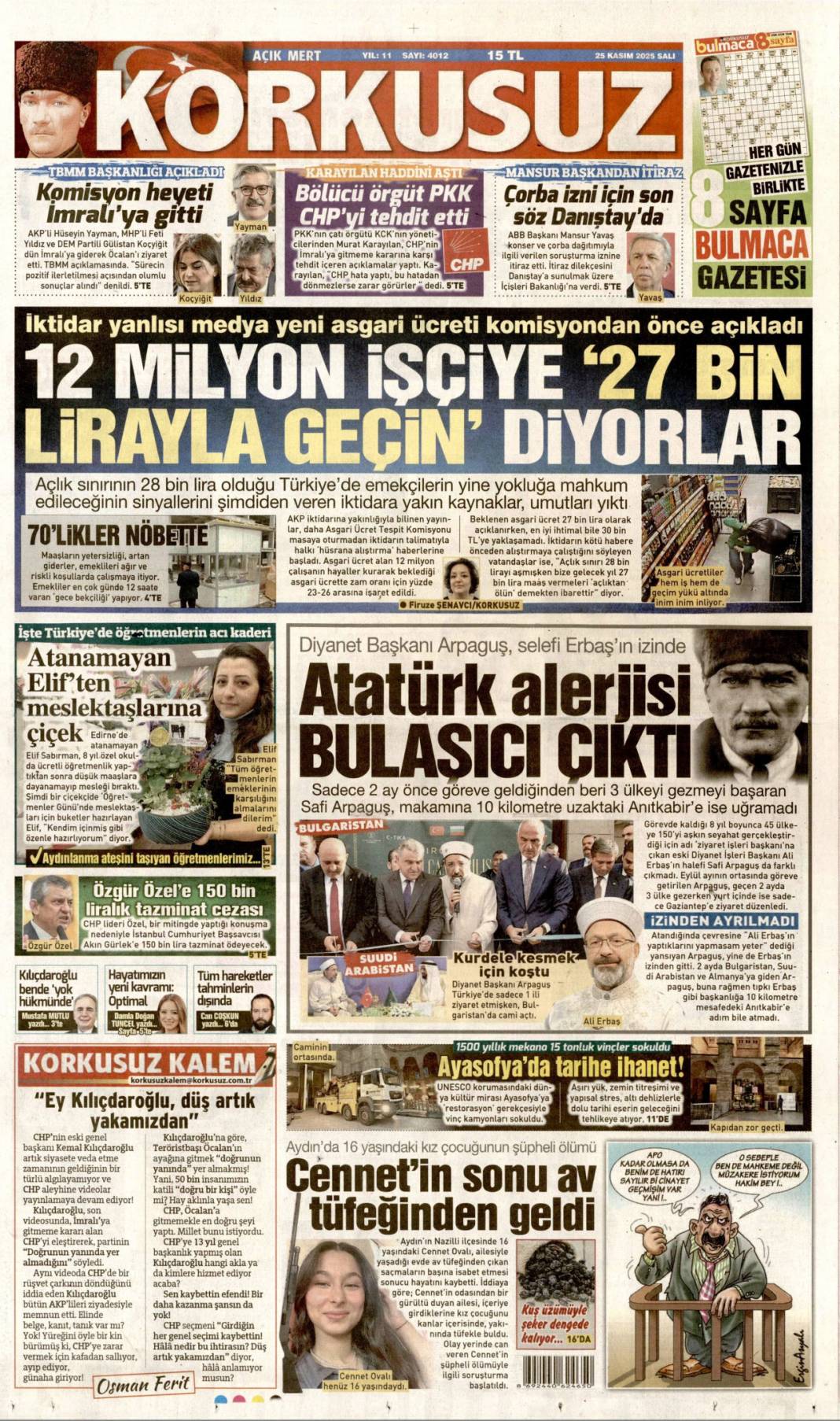 CHP koynundaki yılanı fark etti: 25 Kasım 2025 Salı, güncel gazete manşetleri... 16