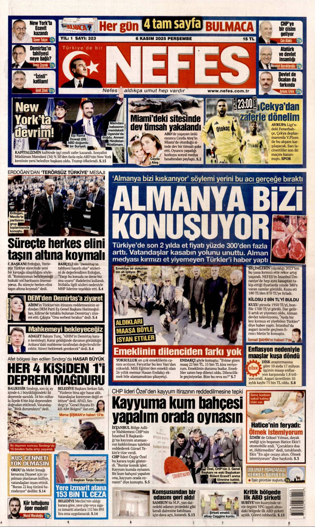 New york Gazze dostunu seçti: 6 Kasım 2025 Perşembe güncel gazete manşetleri 14