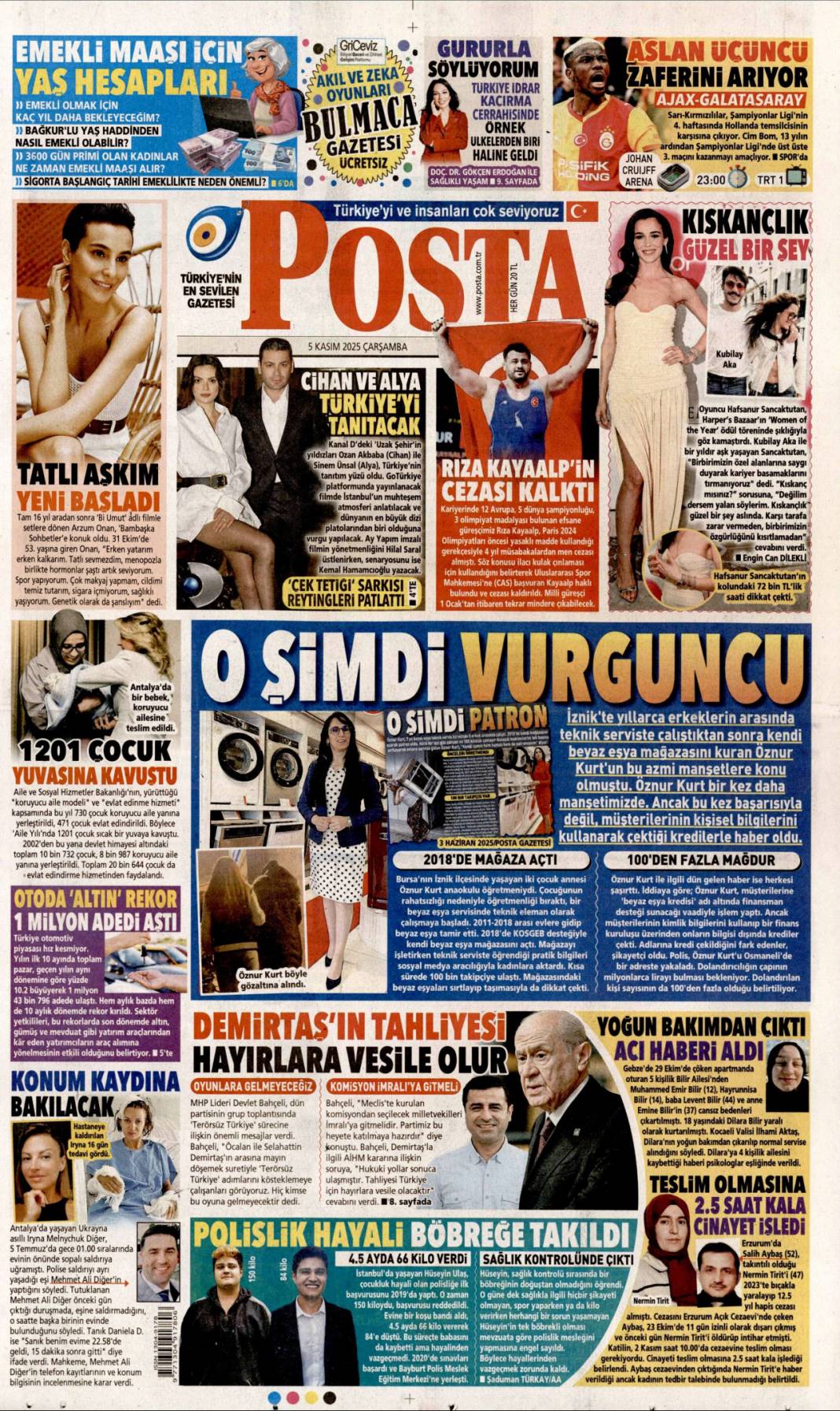 305 Bin aile yeni yuvasında: 5 Kasım 2025 Çarşamba güncel gazete manşetleri 13