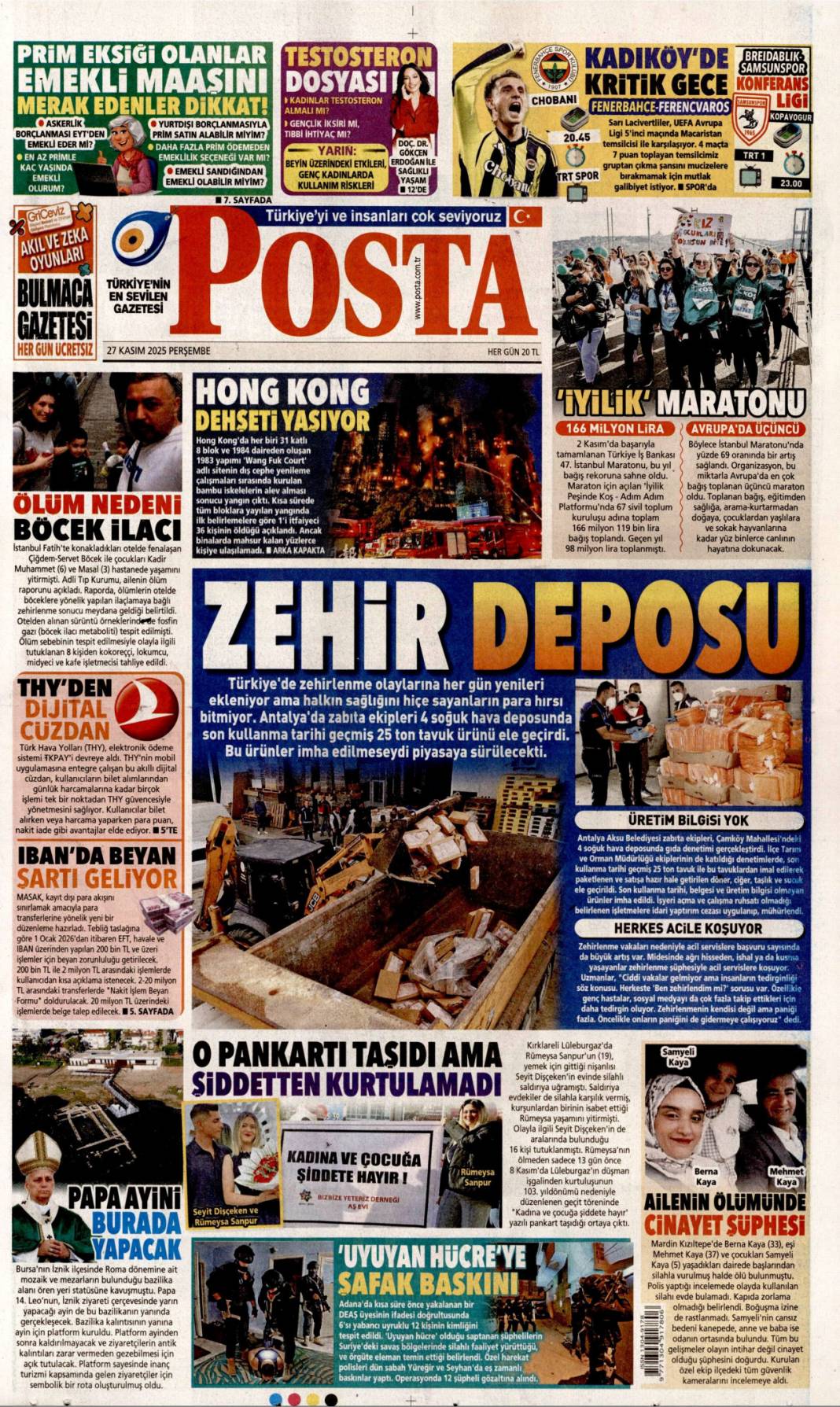 Erdoğan'a insanlık ödülü: 27 Kasım 2025 Perşembe, güncel gazete manşetleri... 15