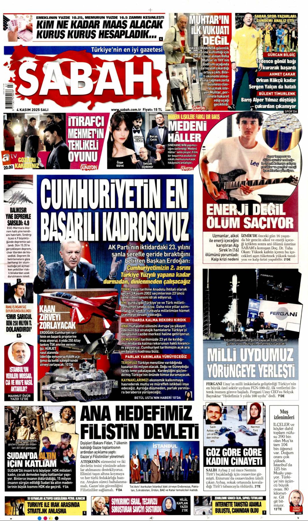 Cumhuriyetin en başarılı kadrosuyuz! 4 Kasım 2025 Salı, güncel gazete manşetleri 1