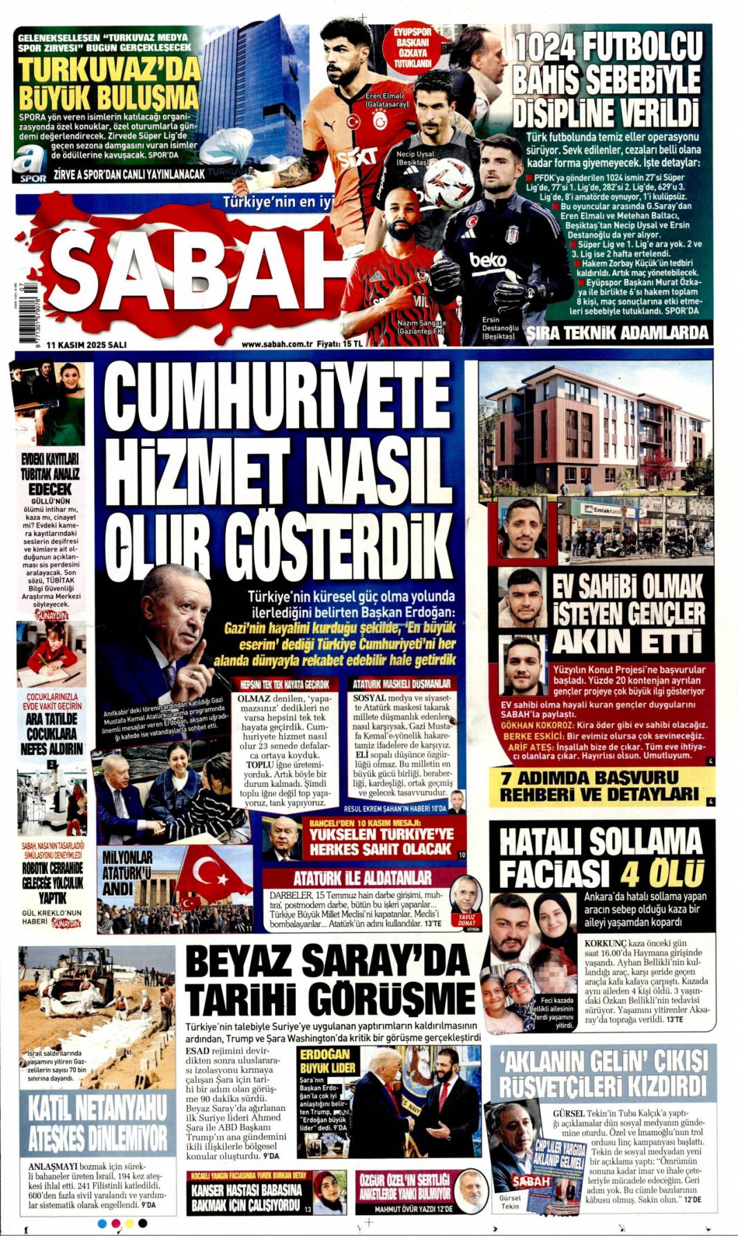 Cumhuriyete hizmet nasıl olur gösterdik: 11 Kasım 2025 Salı, güncel gazete manşetleri 1