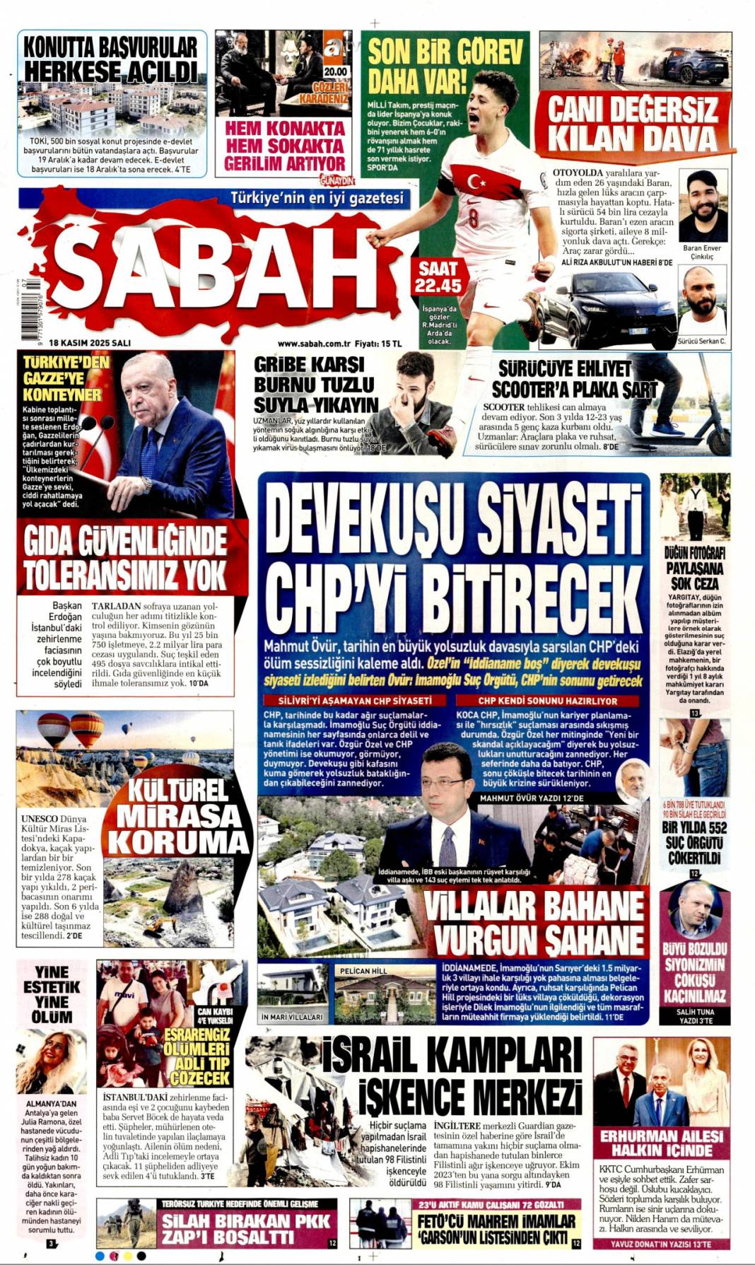 Devekuşu siyaseti CHP'yi bitirecek: 18 Kasım 2025 Salı, güncel gazete manşetleri... 1