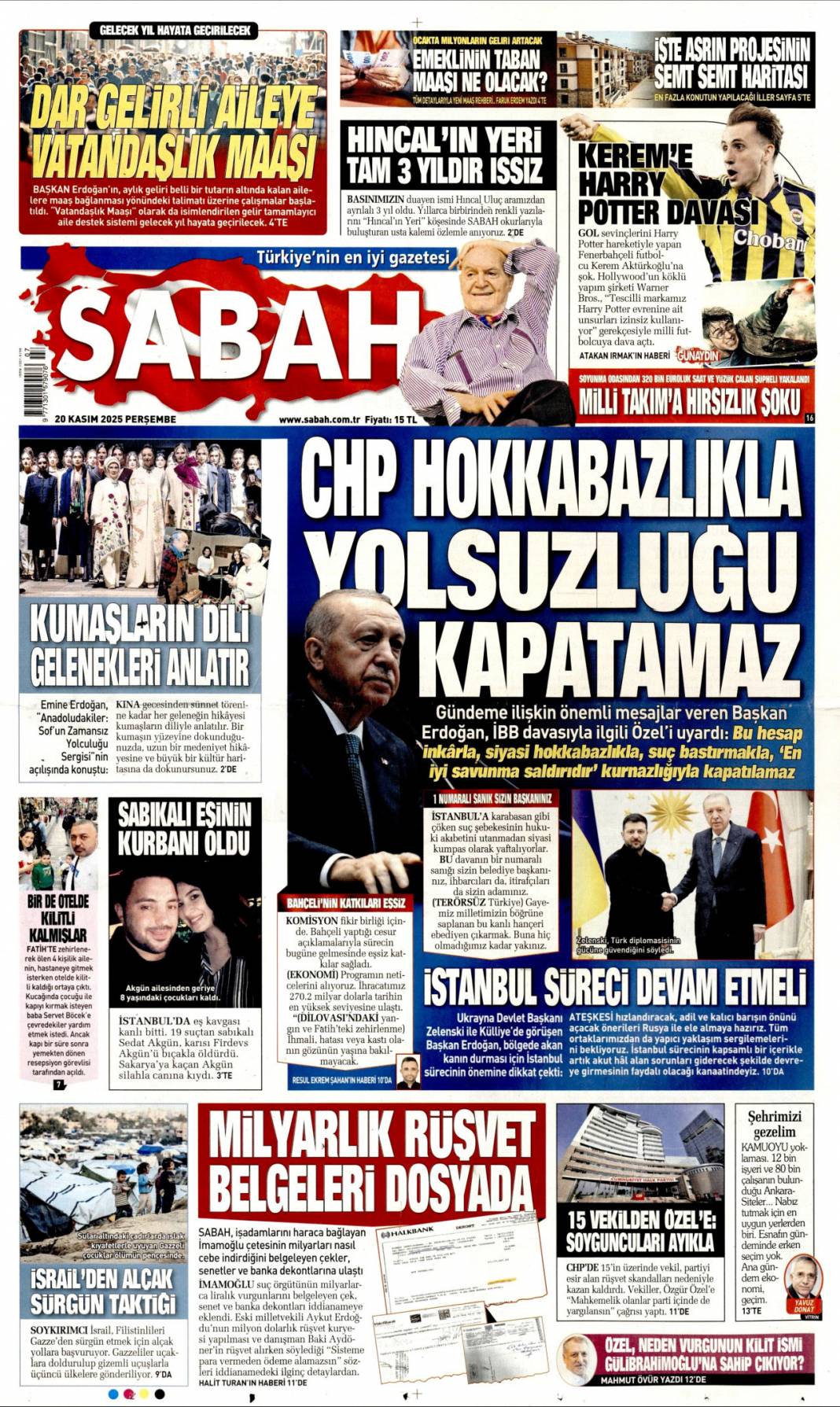 CHP hokkabazlıkla yolsuzluğu kapatamaz: 20 Kasım 2025 Perşembe, güncel gazete manşetleri... 1