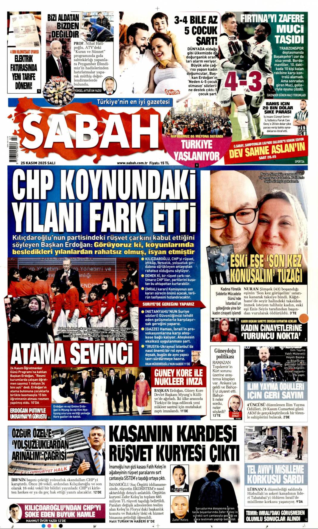 CHP koynundaki yılanı fark etti: 25 Kasım 2025 Salı, güncel gazete manşetleri... 1