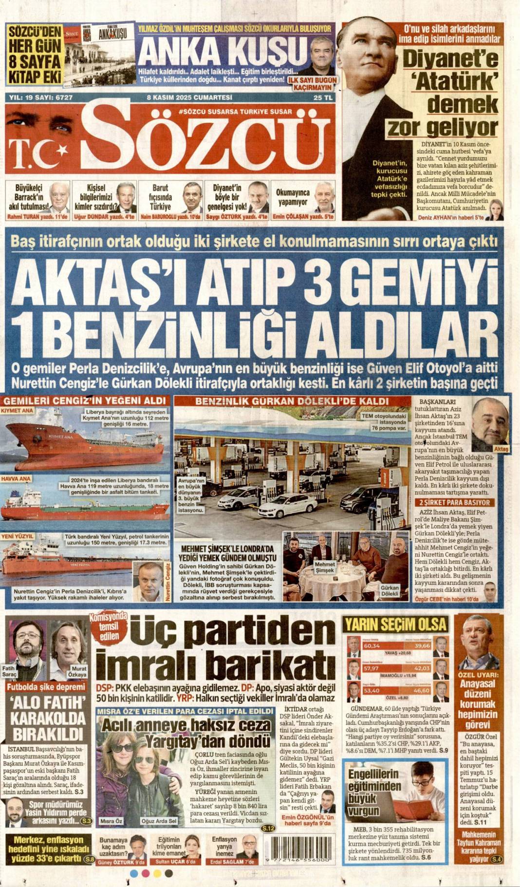 Zayıflat zehirle yok et: 8 Kasım 2025 Cumartesi güncel gazete manşetleri... 14