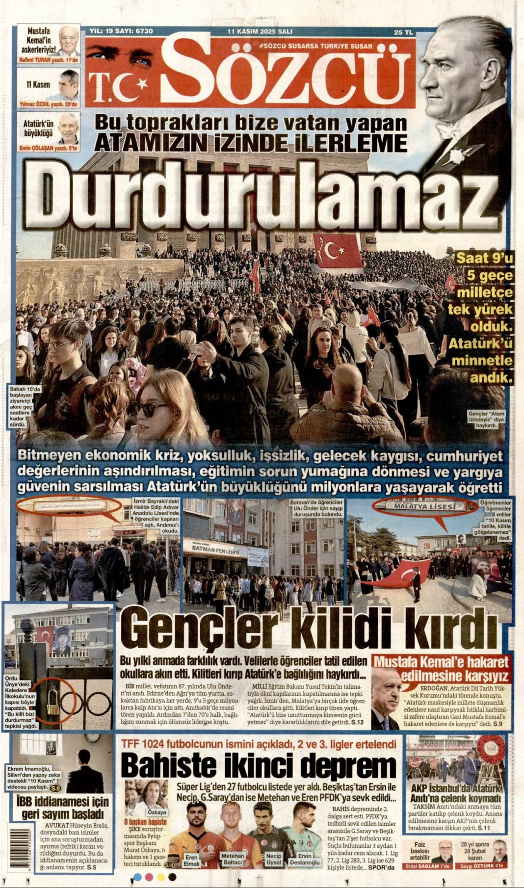 Cumhuriyete hizmet nasıl olur gösterdik: 11 Kasım 2025 Salı, güncel gazete manşetleri 11