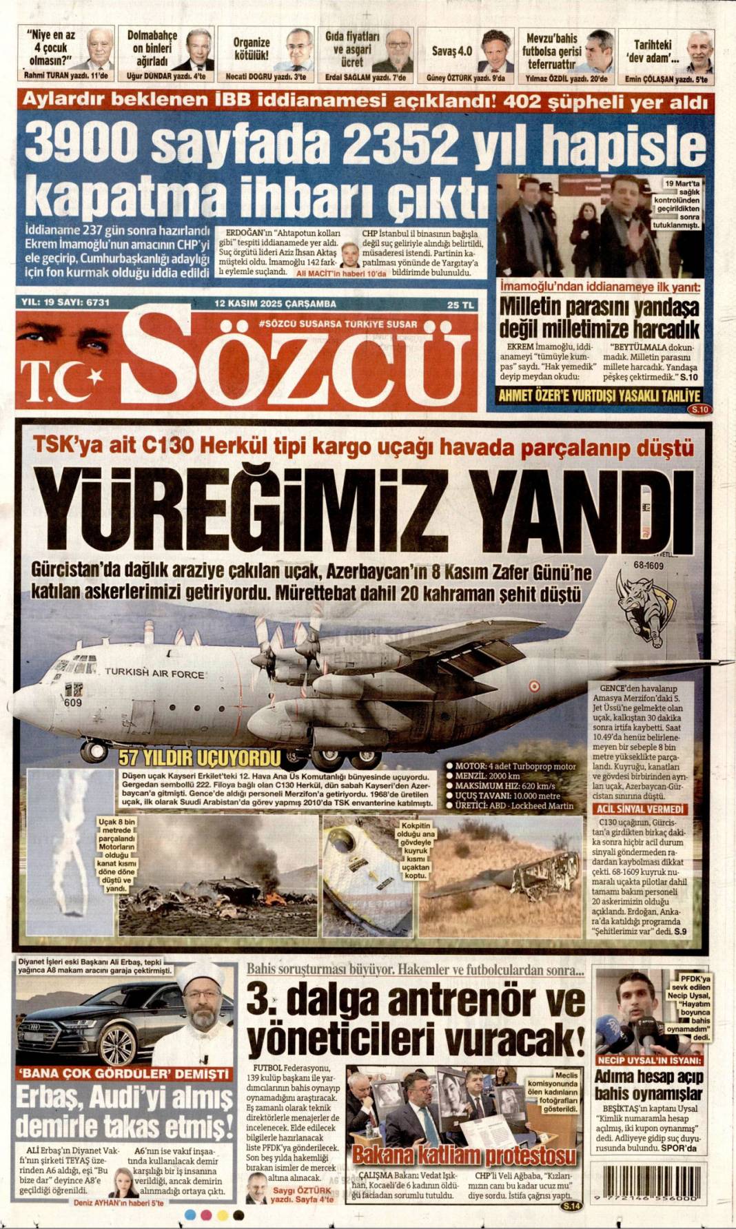 Tarihin en büyük yolsuzluğu: 12 Kasım 2025 Çarşamba güncel gazete manşetleri... 19