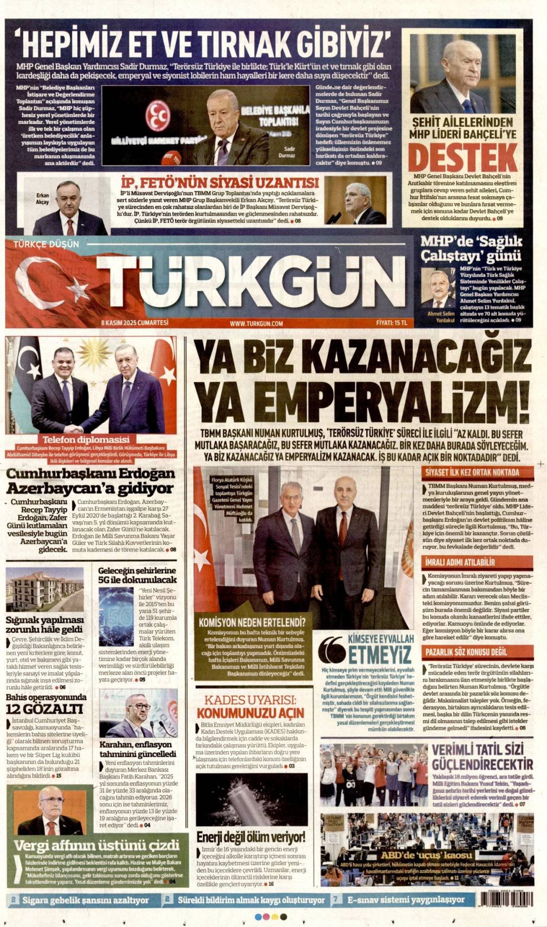 Zayıflat zehirle yok et: 8 Kasım 2025 Cumartesi güncel gazete manşetleri... 13