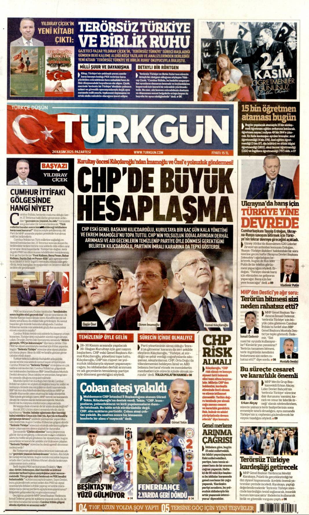 Cumhuriyetin öğretmeni: 21 Kasım 2025 Pazartesi güncel gazete manşetleri... 18