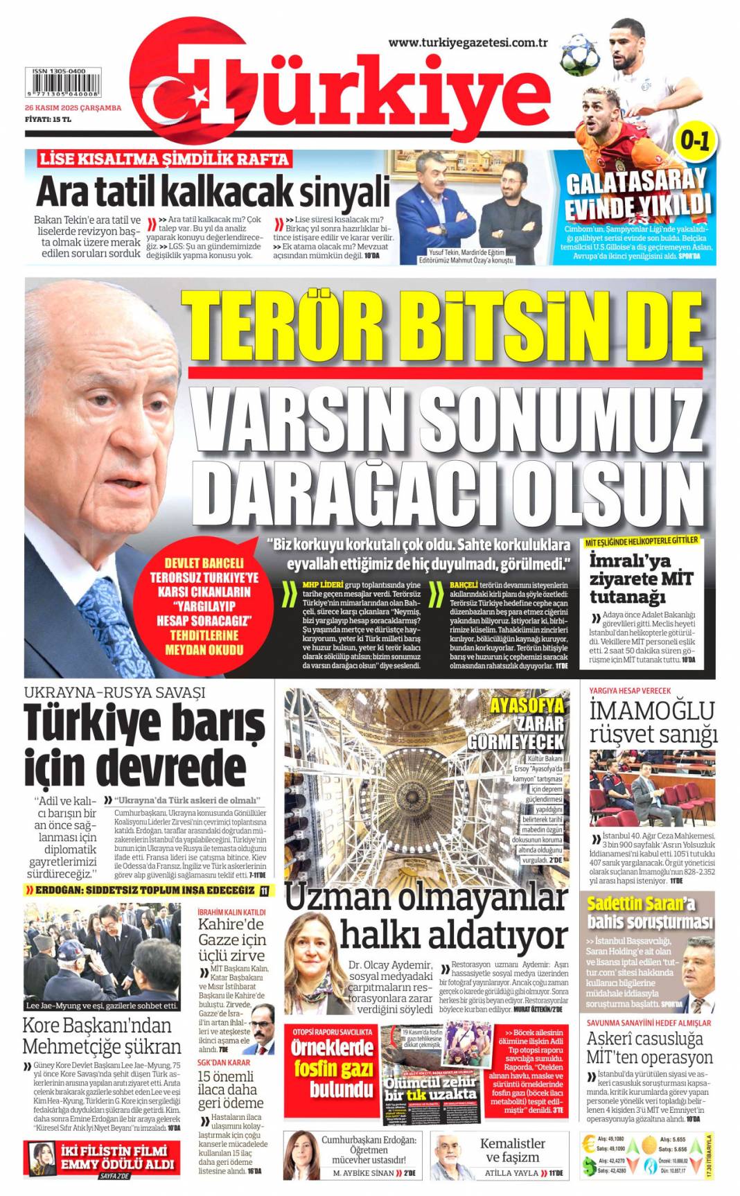 Kadına şiddet insanlığa ihanet: 26 Kasım 2025 Çarşamba, güncel gazete manşetleri... 3