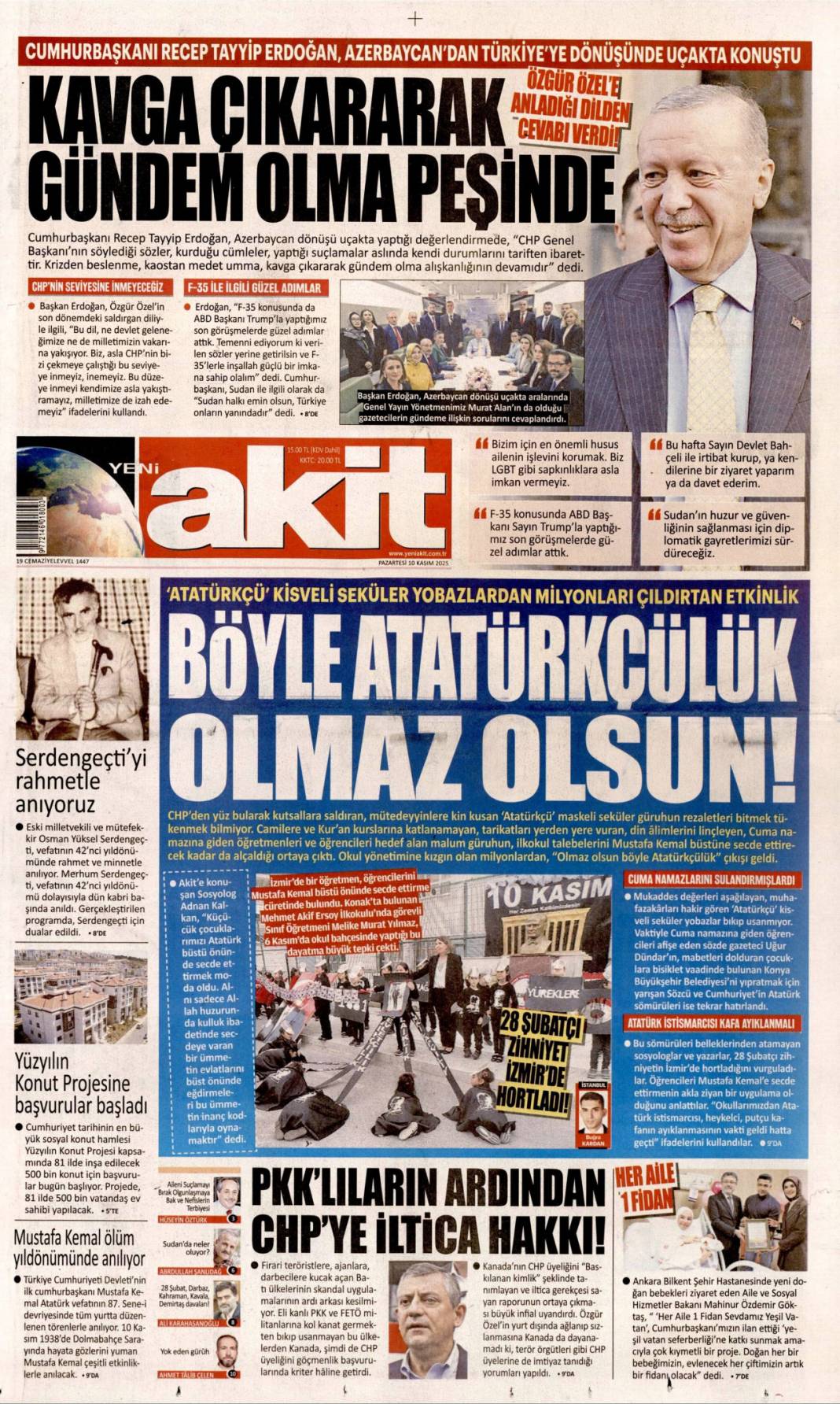 Sonsuz sevgi, Büyük şükran: 10 Kasım 2025 Pazartesi, güncel gazete manşetleri 19