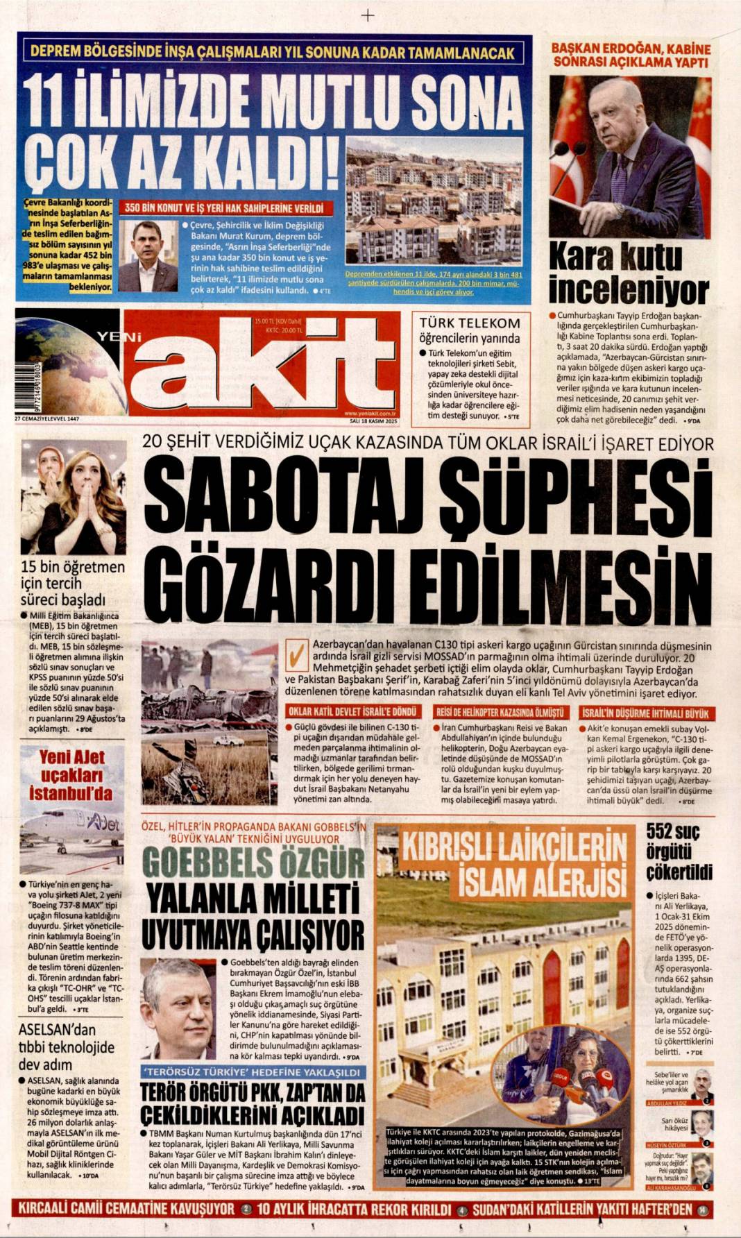 Devekuşu siyaseti CHP'yi bitirecek: 18 Kasım 2025 Salı, güncel gazete manşetleri... 12