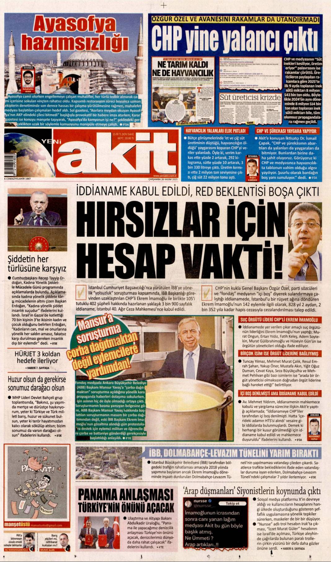 Kadına şiddet insanlığa ihanet: 26 Kasım 2025 Çarşamba, güncel gazete manşetleri... 13