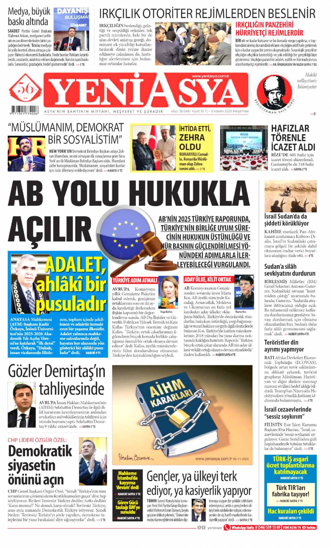 New york Gazze dostunu seçti: 6 Kasım 2025 Perşembe güncel gazete manşetleri 9