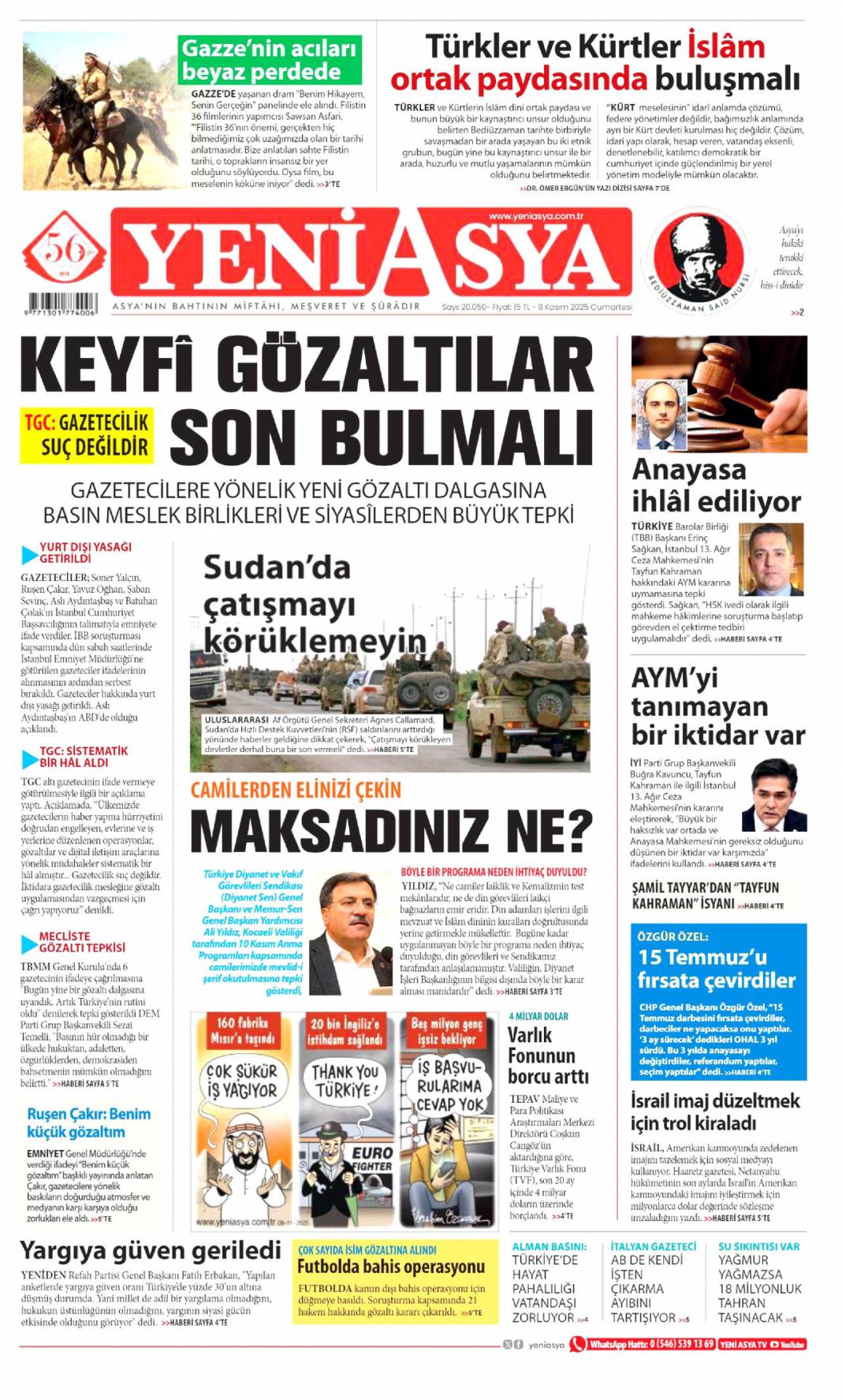 Zayıflat zehirle yok et: 8 Kasım 2025 Cumartesi güncel gazete manşetleri... 12