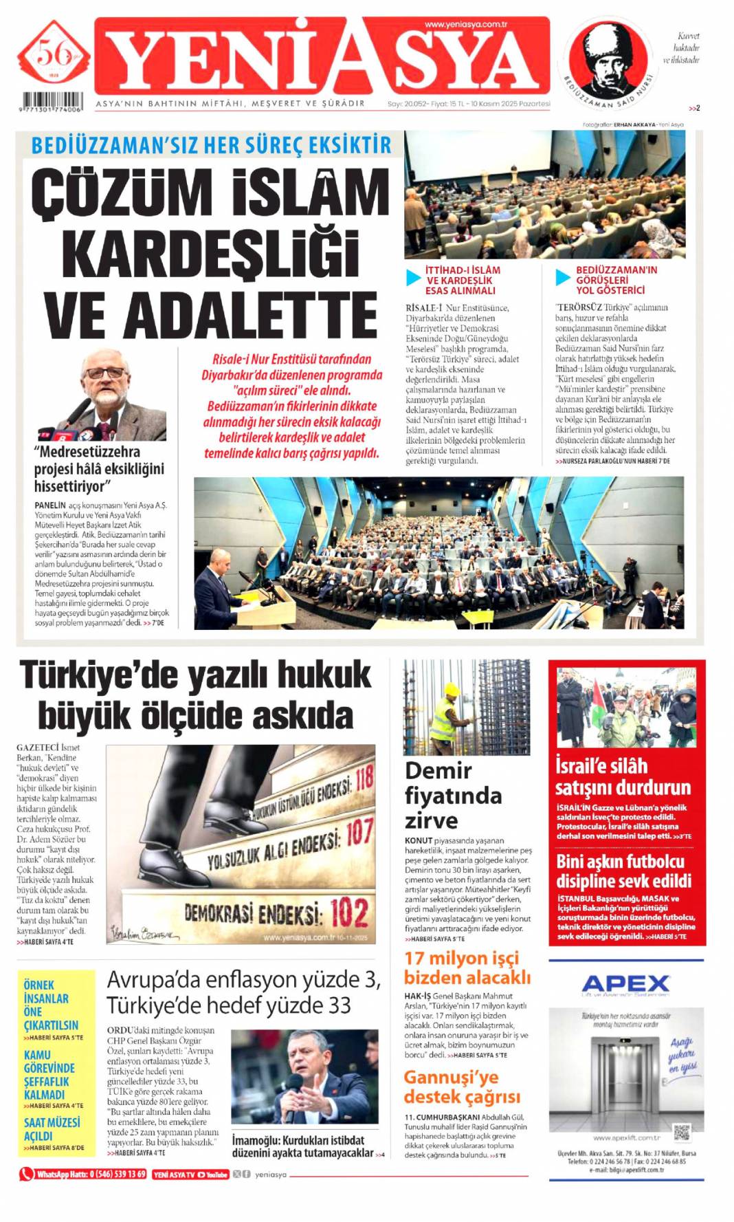 Sonsuz sevgi, Büyük şükran: 10 Kasım 2025 Pazartesi, güncel gazete manşetleri 20