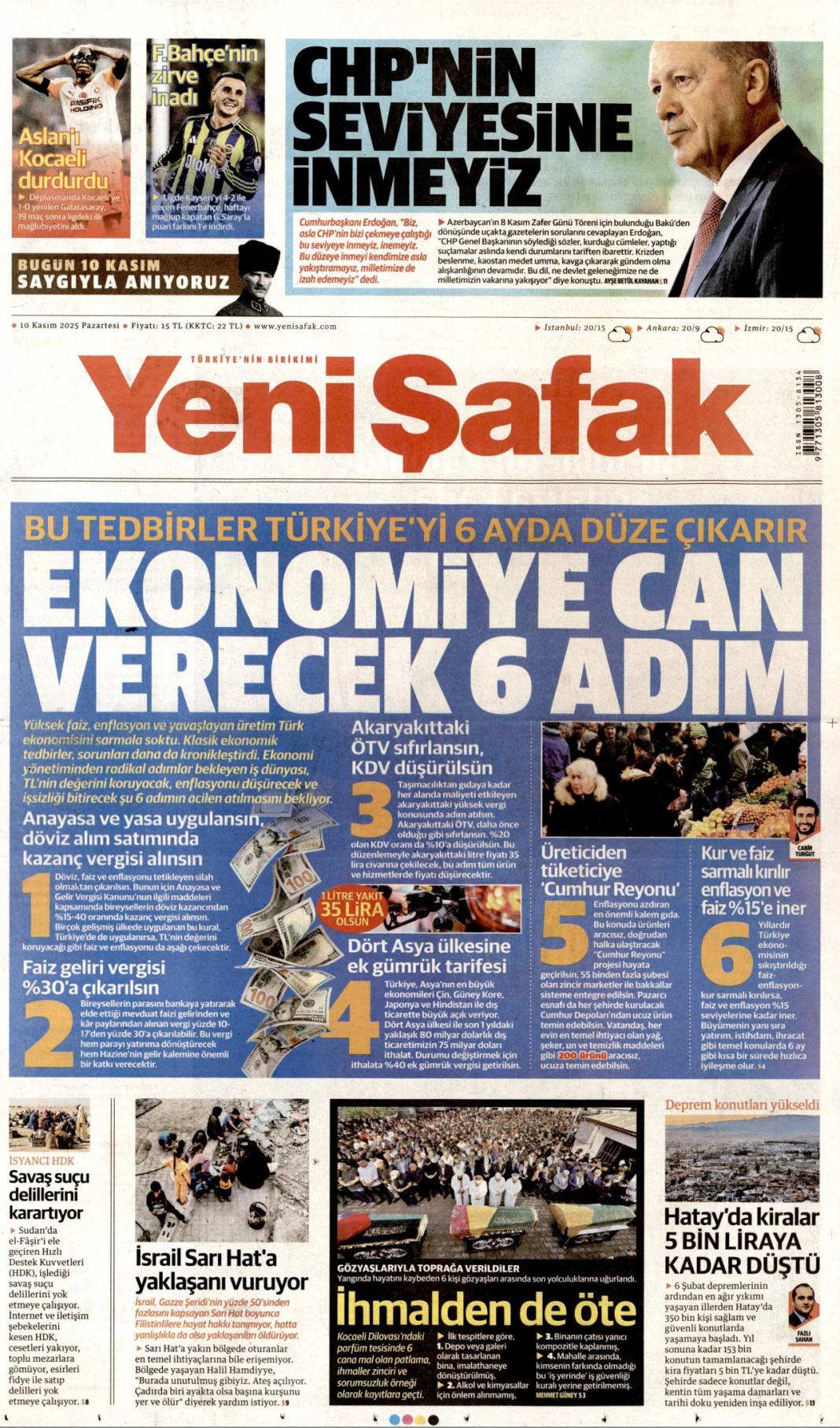 Sonsuz sevgi, Büyük şükran: 10 Kasım 2025 Pazartesi, güncel gazete manşetleri 22