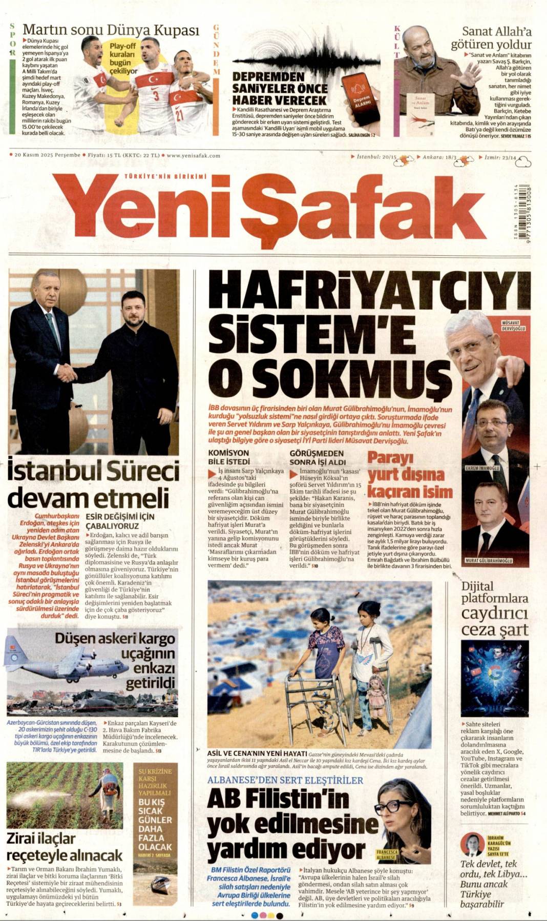 CHP hokkabazlıkla yolsuzluğu kapatamaz: 20 Kasım 2025 Perşembe, güncel gazete manşetleri... 5