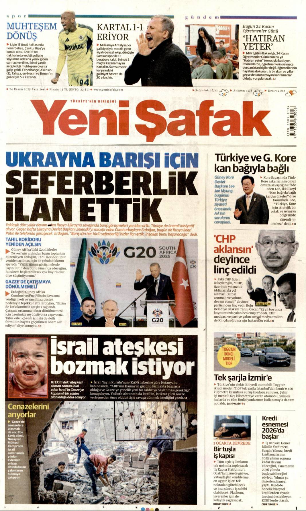 Cumhuriyetin öğretmeni: 21 Kasım 2025 Pazartesi güncel gazete manşetleri... 6