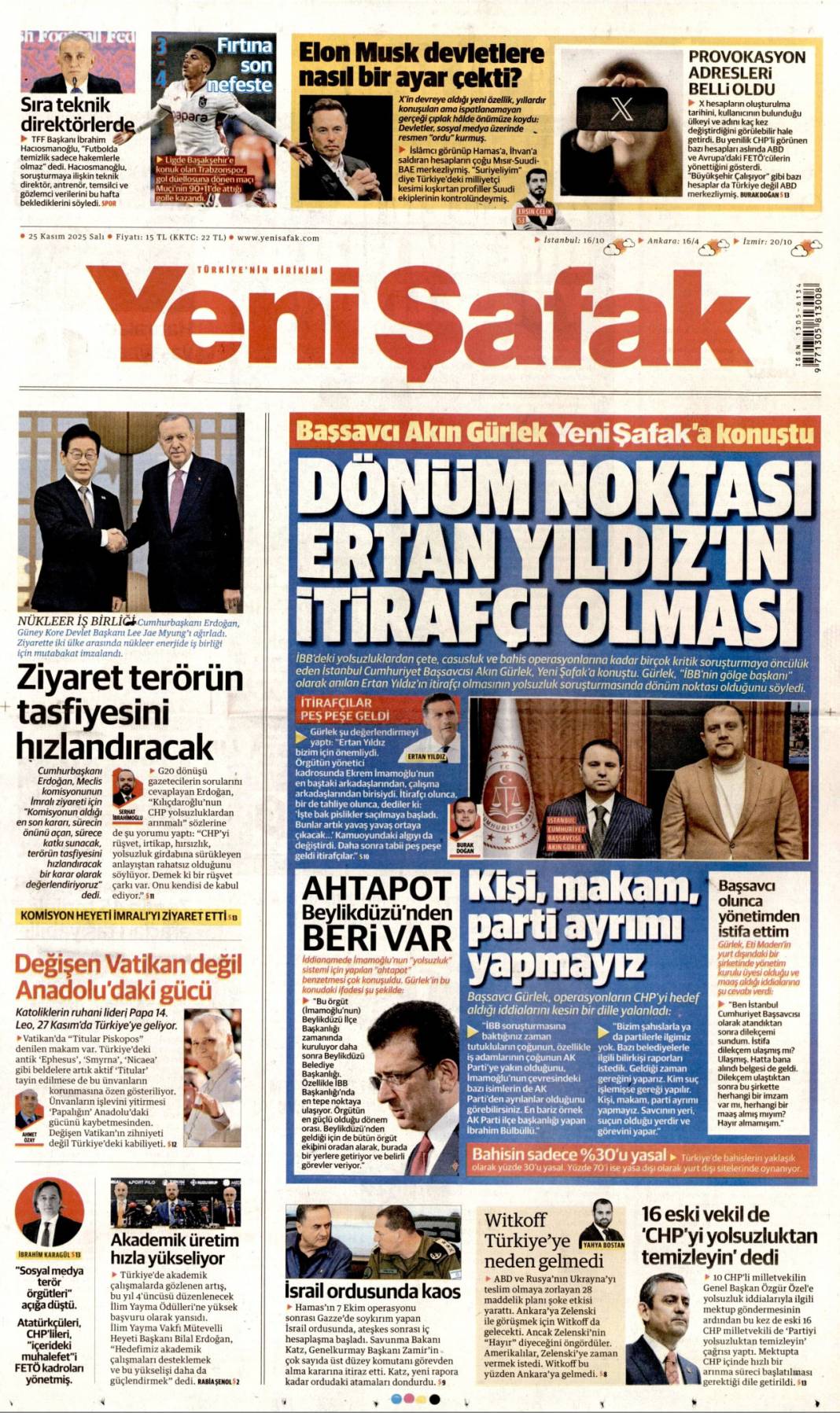 CHP koynundaki yılanı fark etti: 25 Kasım 2025 Salı, güncel gazete manşetleri... 6