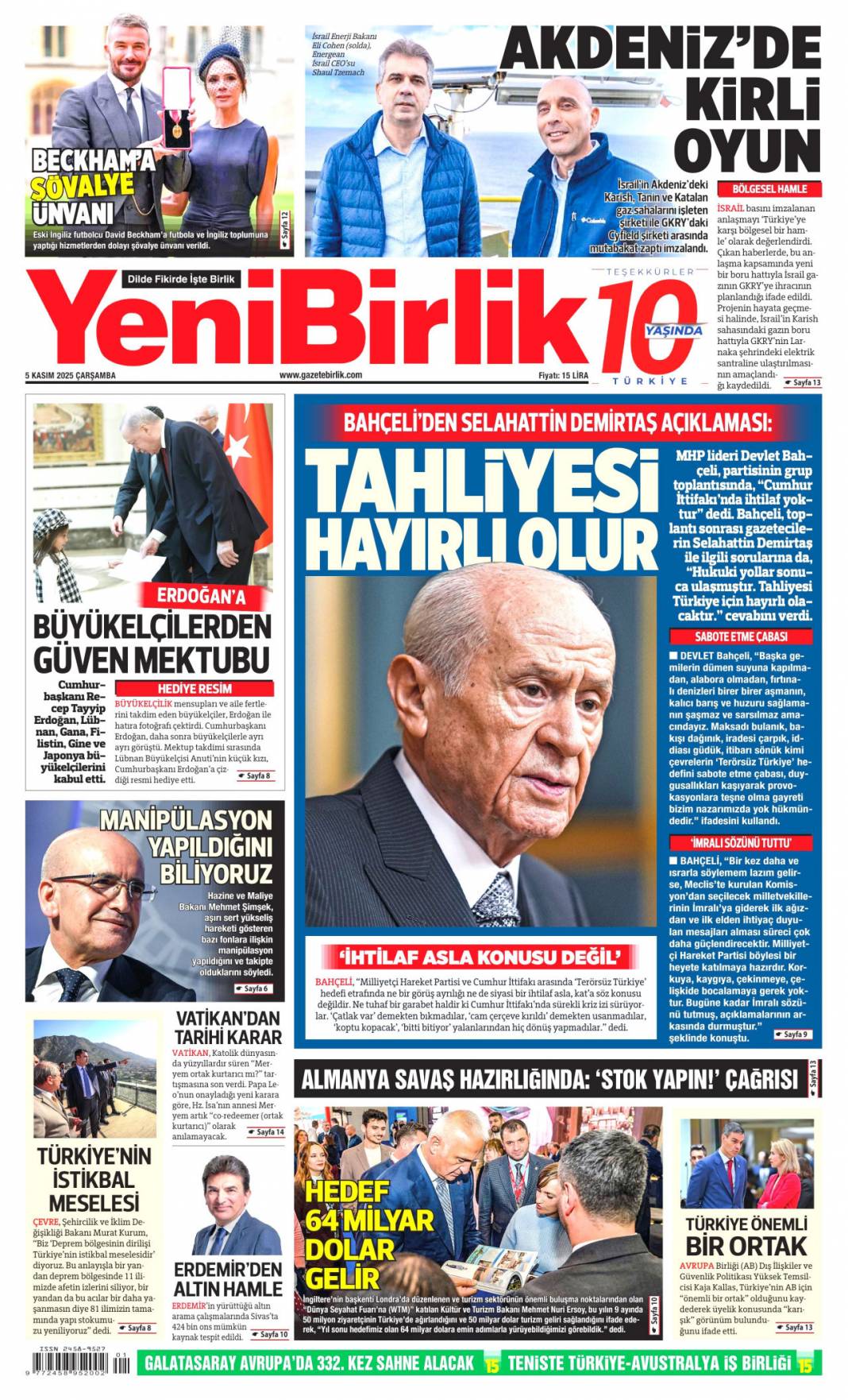 305 Bin aile yeni yuvasında: 5 Kasım 2025 Çarşamba güncel gazete manşetleri 7