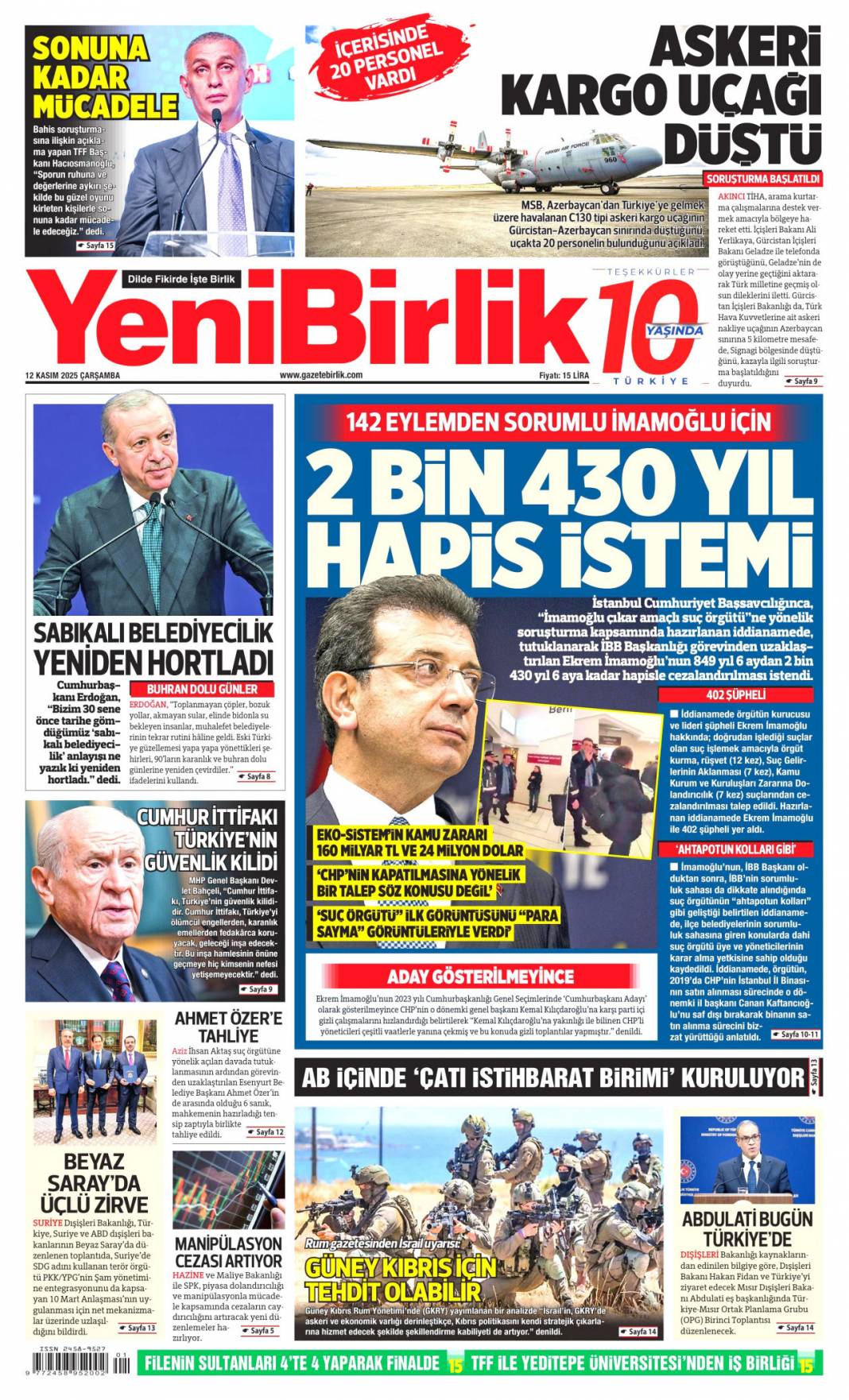 Tarihin en büyük yolsuzluğu: 12 Kasım 2025 Çarşamba güncel gazete manşetleri... 23