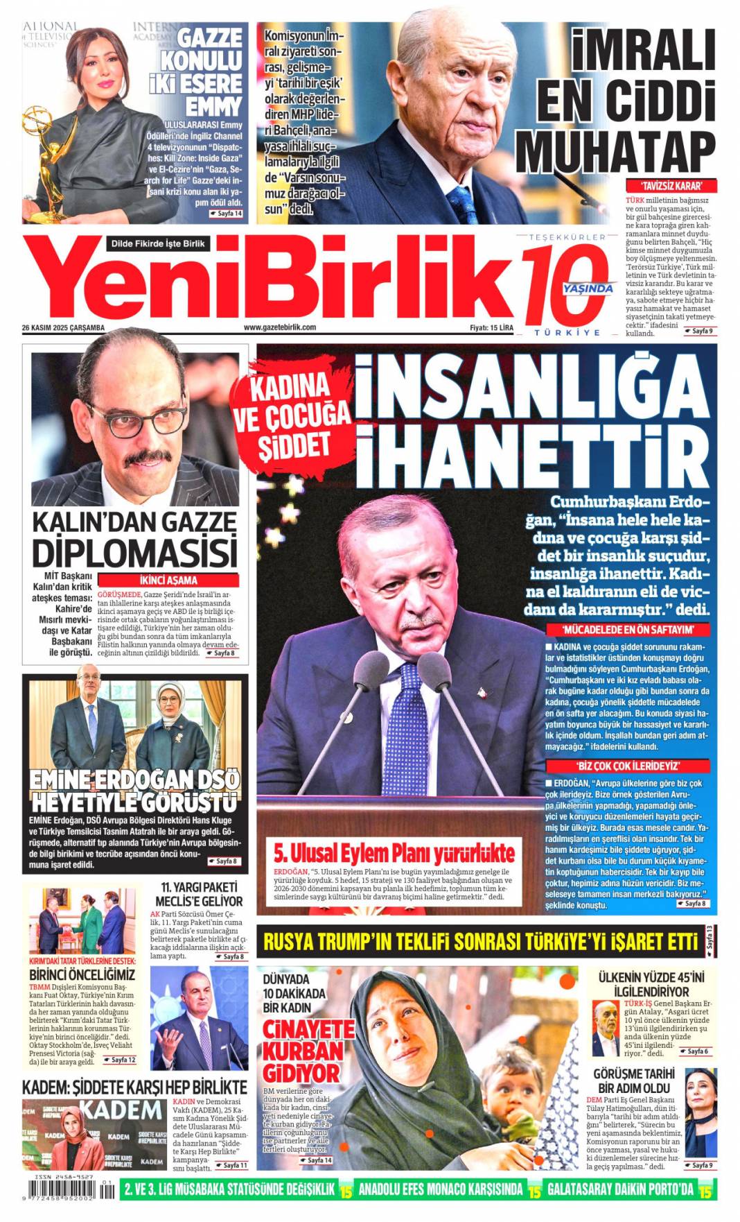 Kadına şiddet insanlığa ihanet: 26 Kasım 2025 Çarşamba, güncel gazete manşetleri... 11