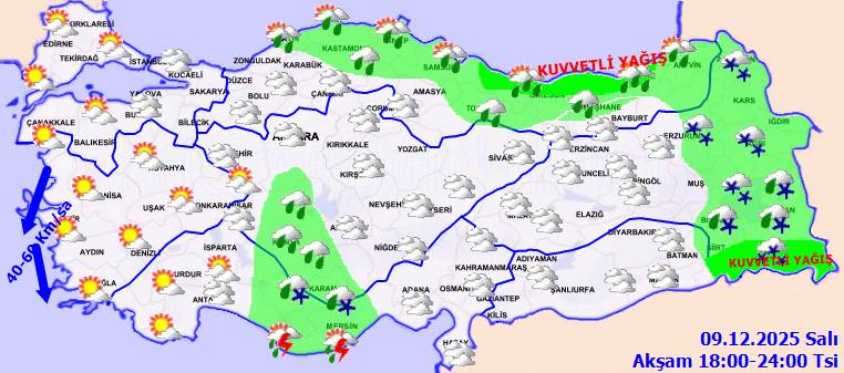 Meteoroloji uyardı: O bölgelerde kuvvetli olacak? Bugün hava nasıl, salı günü hava nasıl olacak? 9