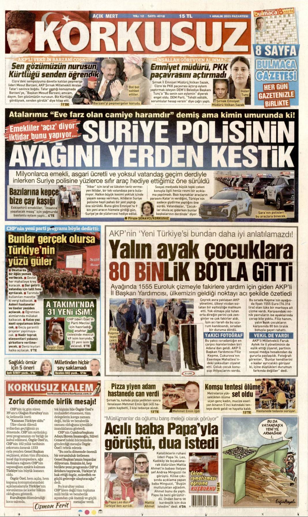 İşte kızıl saçlı köstebek savcı: 1 Ekim 2025 gazete manşetleri 23