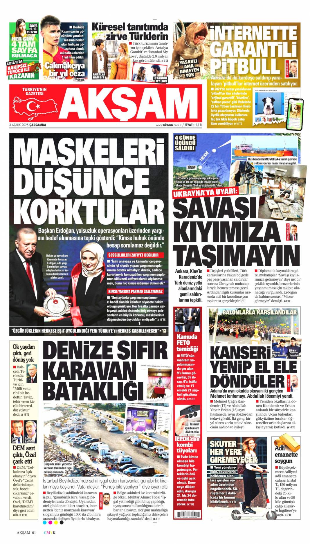 Yeni Türkiye'de herkese eşit özgürlük: 3 Kasım 2025 Çarşamba güncel gazete manşetleri... 20