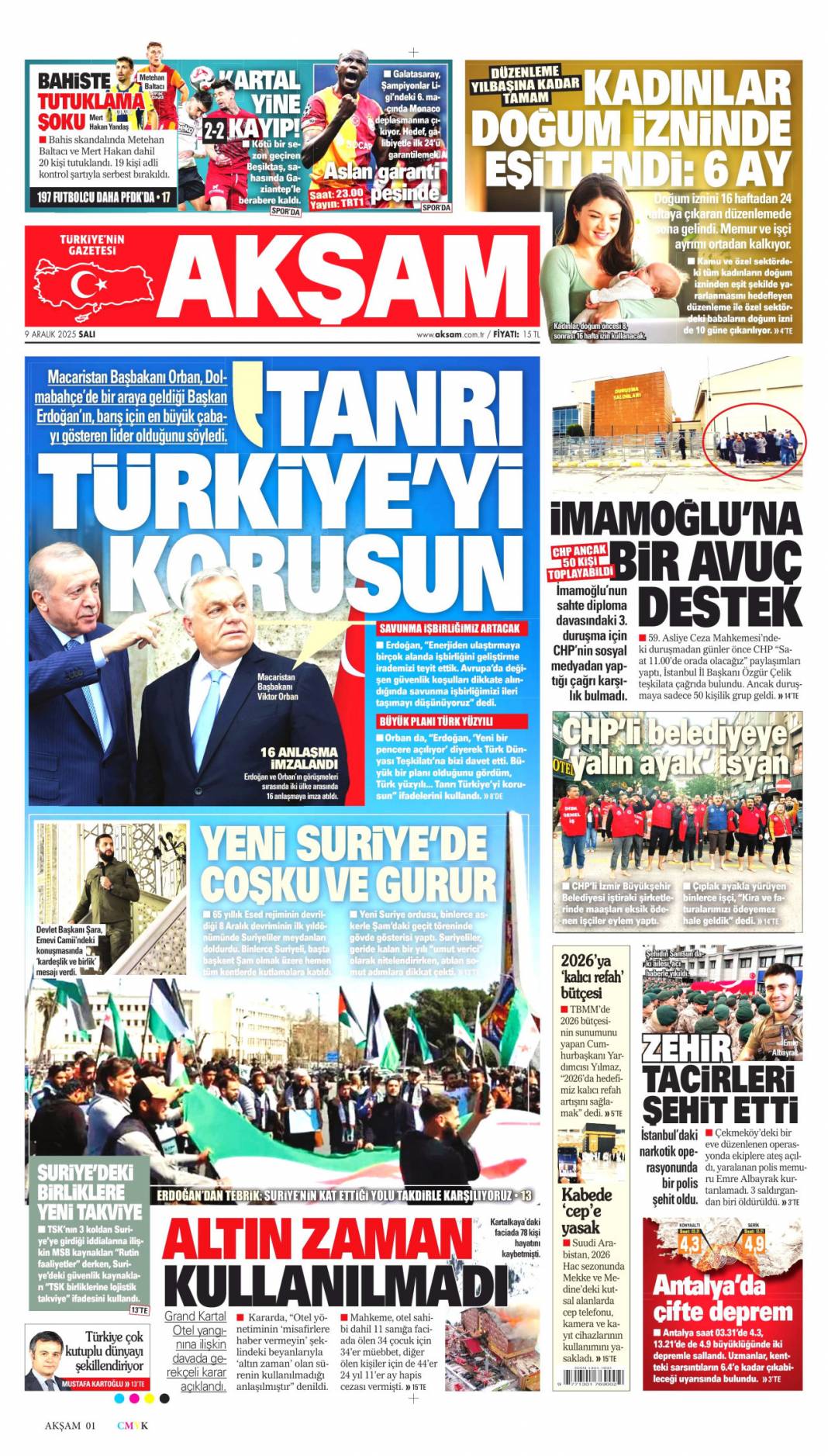 Ticaret hedefi 10 milyar dolar: 9 Aralık 2025 Salı, güncel gazete manşetleri... 8