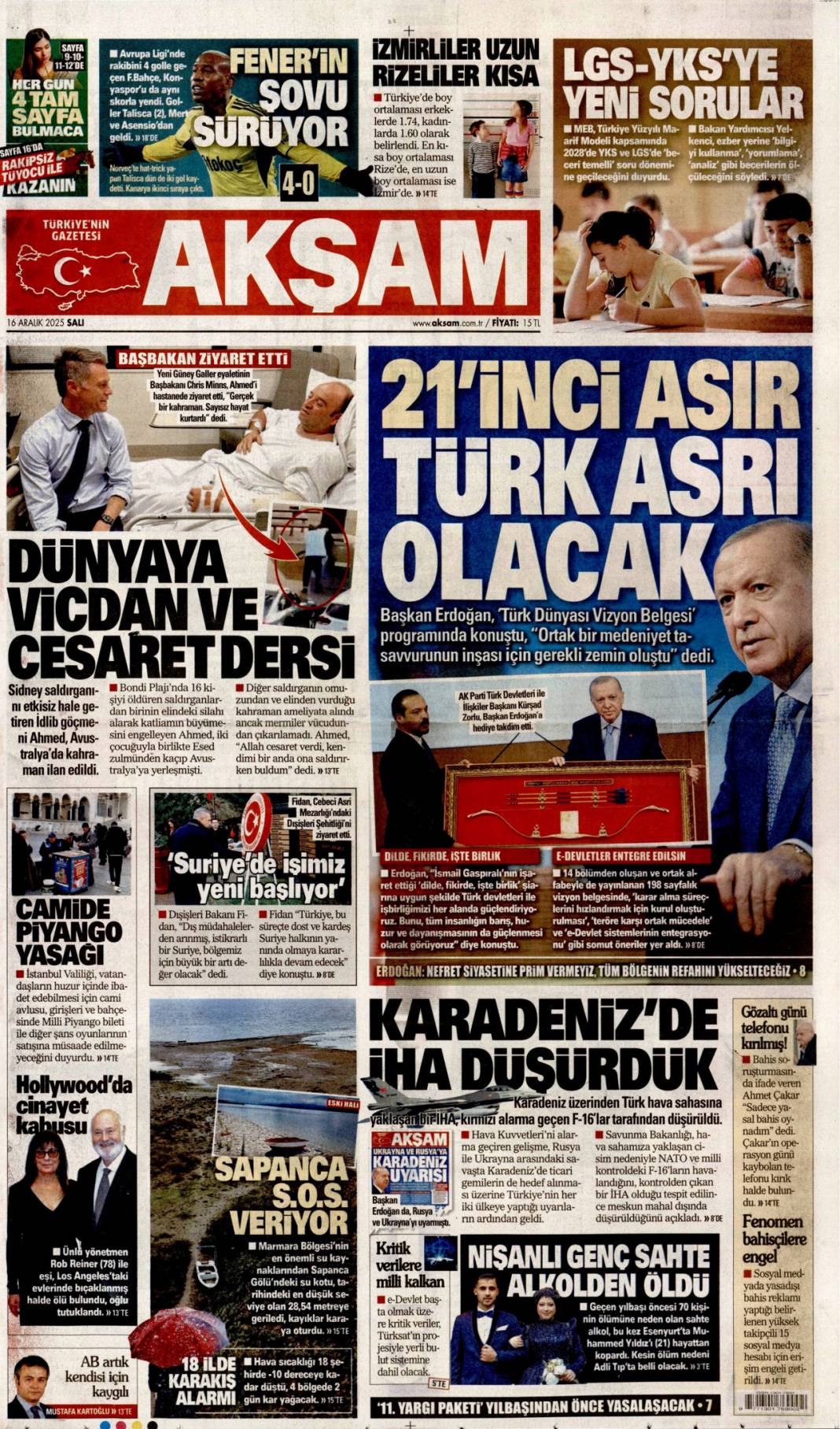 Kalpten bir veda: 16 Aralık 2025 Salı, gündeme dair konularla gazete manşetleri... 6