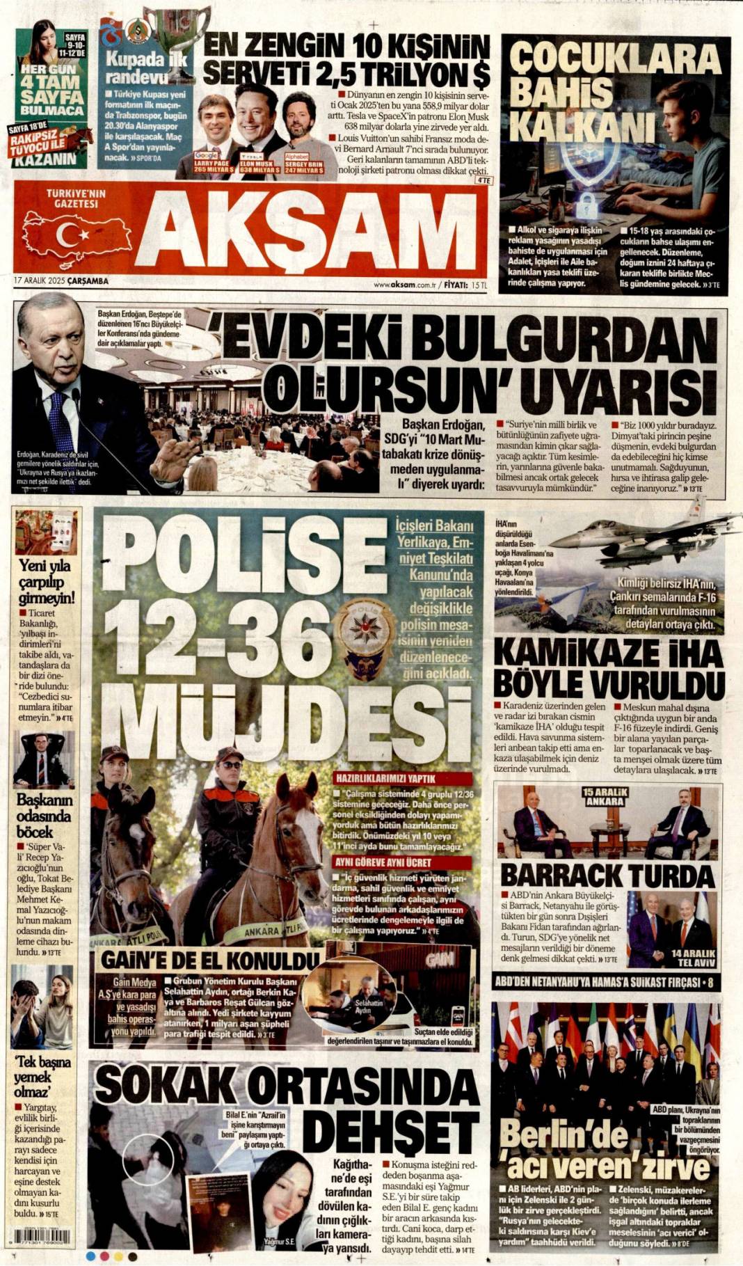 Güllü'nün cinayetinde miras kuşkusu: 17 Aralık 2025 Çarşamba, güncel gazete manşetleri... 10