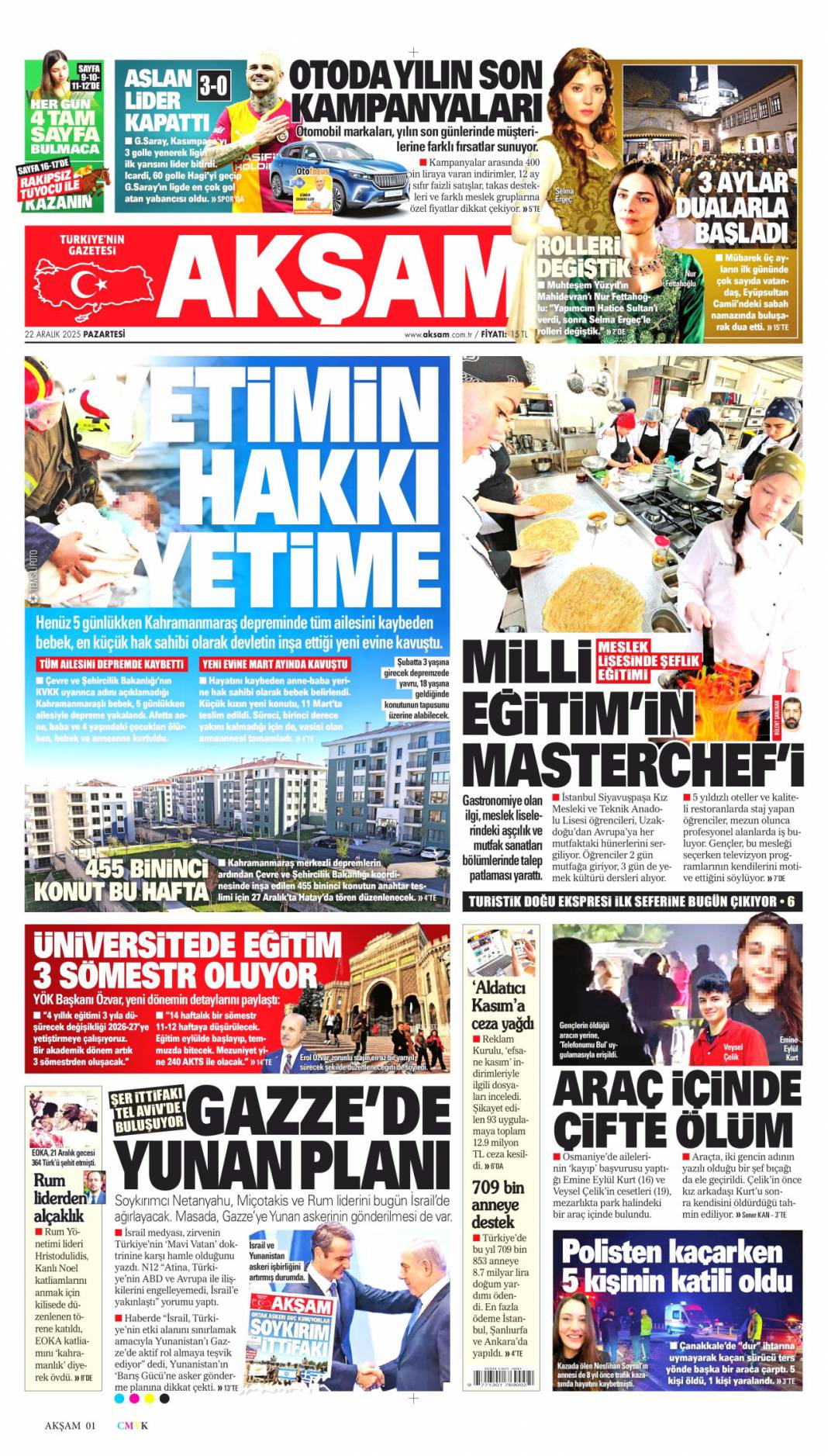 Dar ve sabit gelirli 2026'da güçlenecek: 22 Aralık 2025 Pazartesi, güncel gazete manşetleri... 9