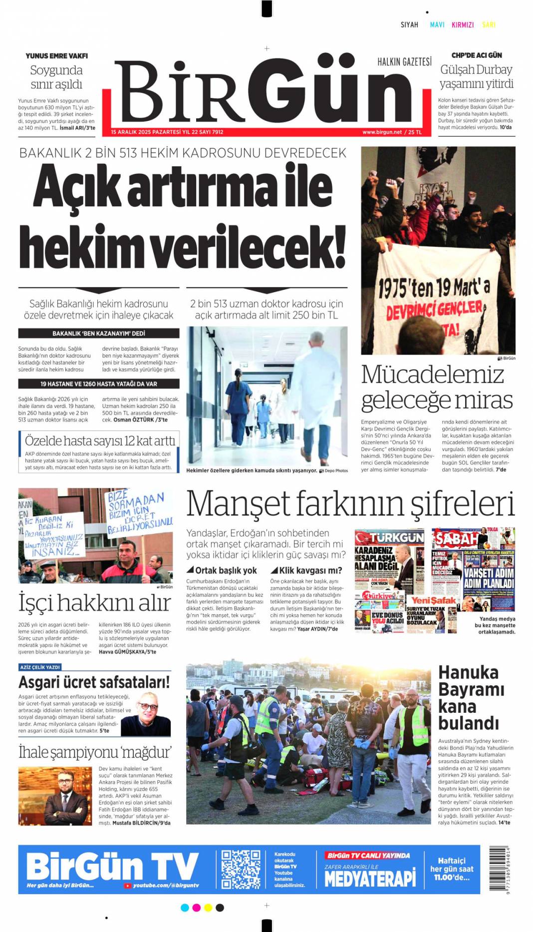 Millet düşmanlarına fırsat vermeyin: 15 Aralık 2025 Pazartesi güncel gazete manşetleri... 8