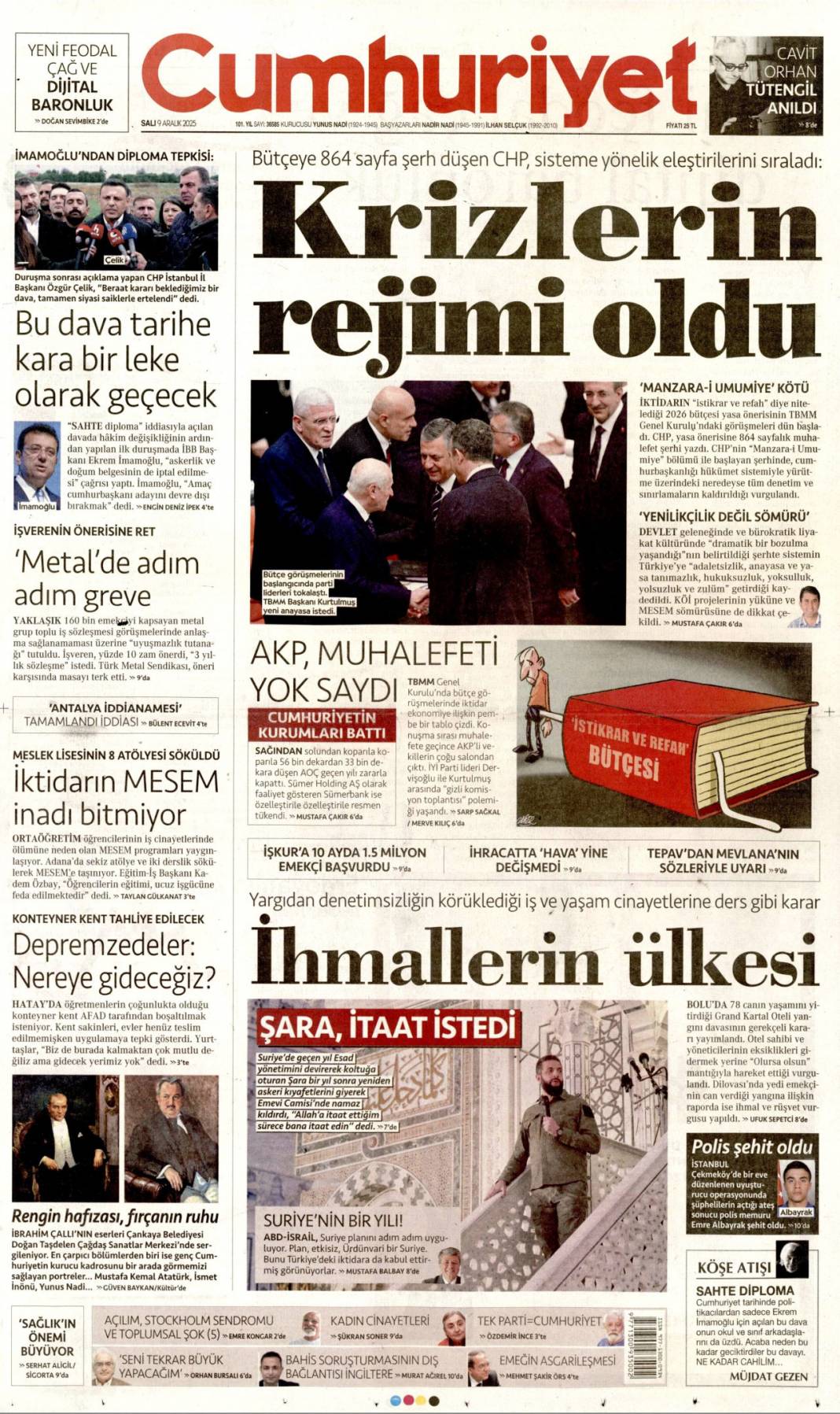 Ticaret hedefi 10 milyar dolar: 9 Aralık 2025 Salı, güncel gazete manşetleri... 2