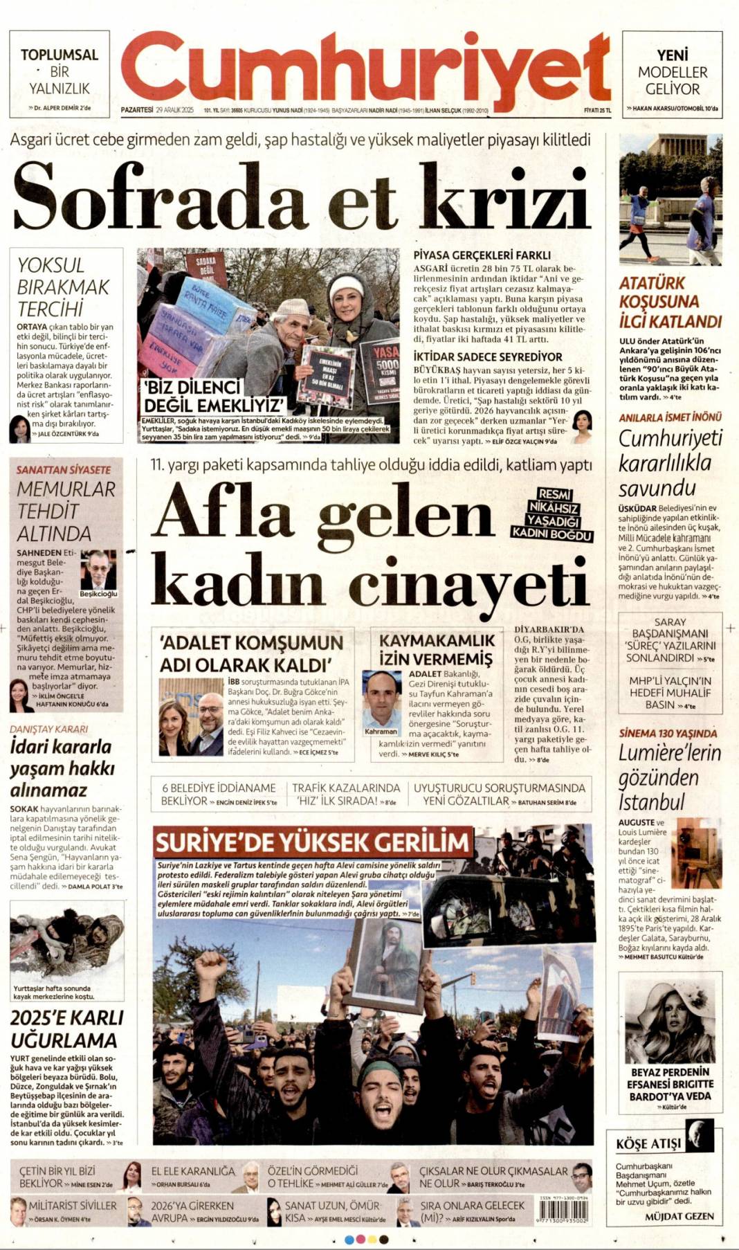 Her an savaşa hazır: 29 Aralık 2025 Pazartesi güncel gazete manşetleri 7