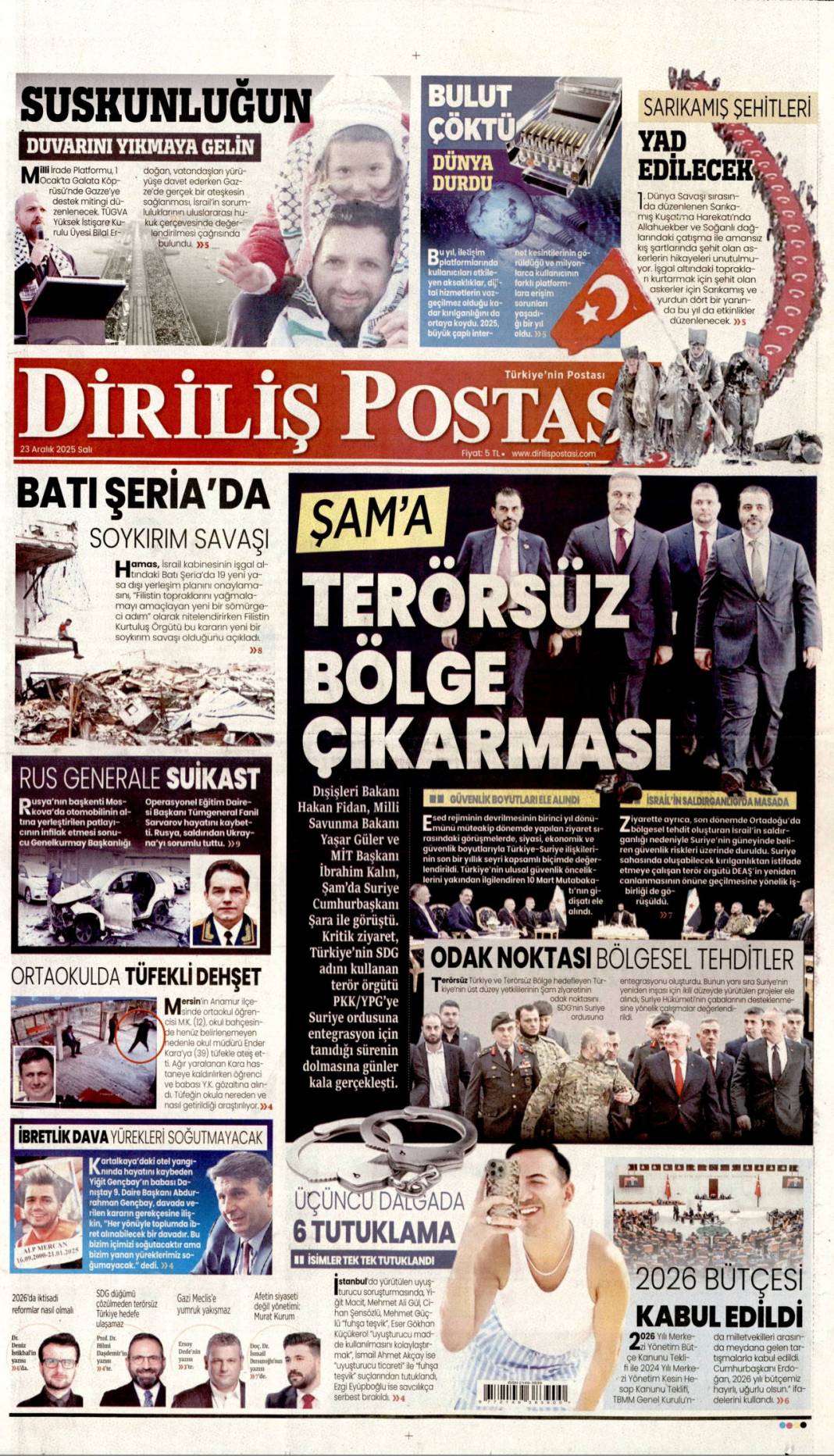 Yalıda ünlülere uyuşturucu servisi: 23 Aralık 2025 Salı, güncel gazete manşetleri 9