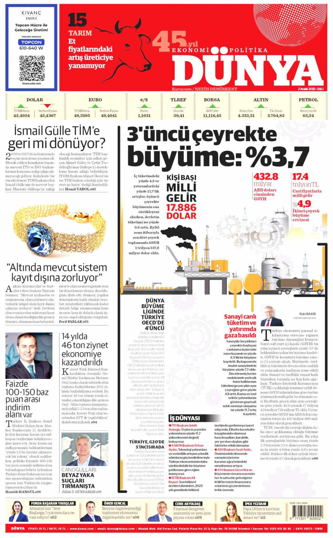 Topyekün kalkınma seferberliği: 2 Kasım 2025 Salı güncel gazete manşetleri... 19