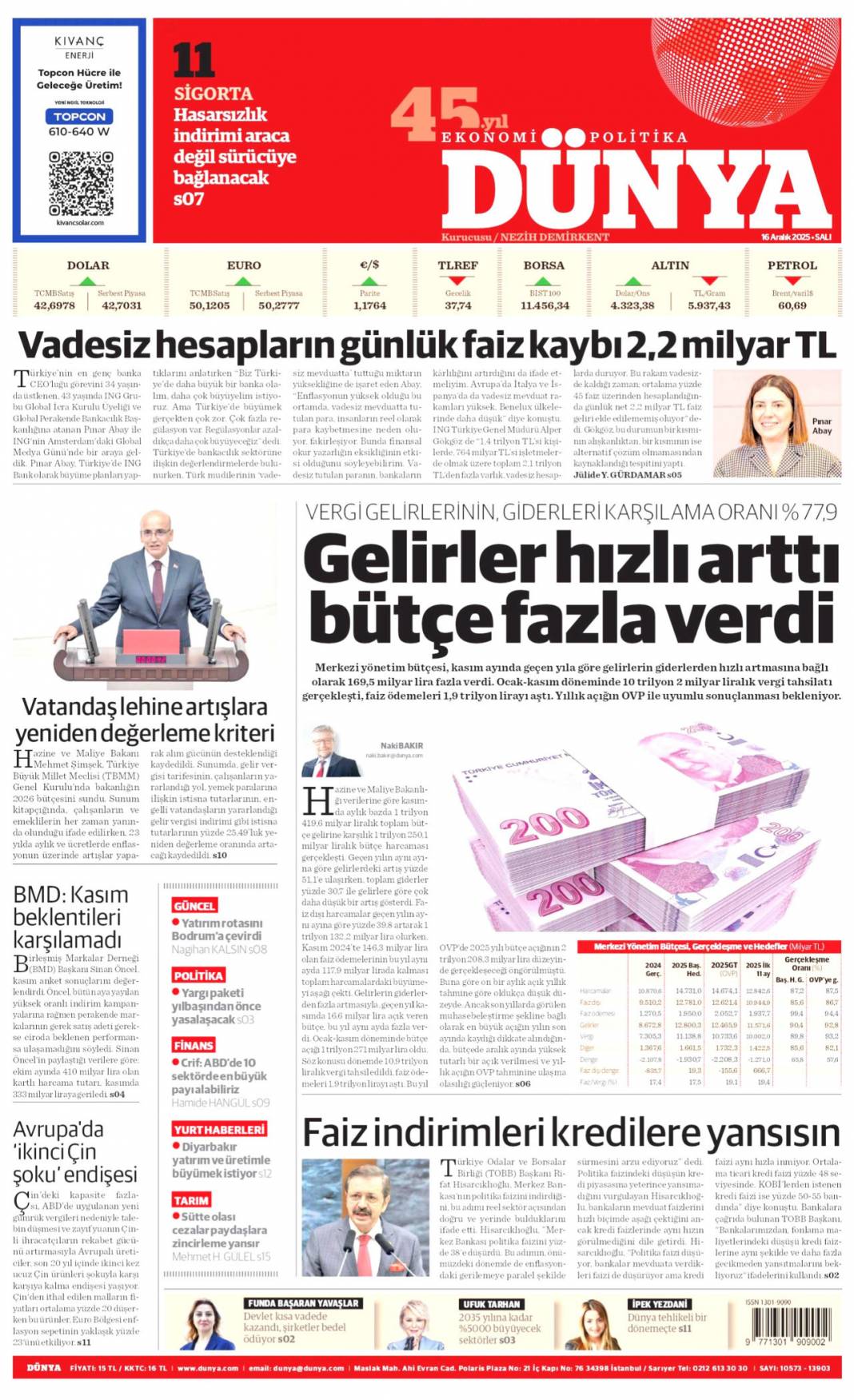 Kalpten bir veda: 16 Aralık 2025 Salı, gündeme dair konularla gazete manşetleri... 12