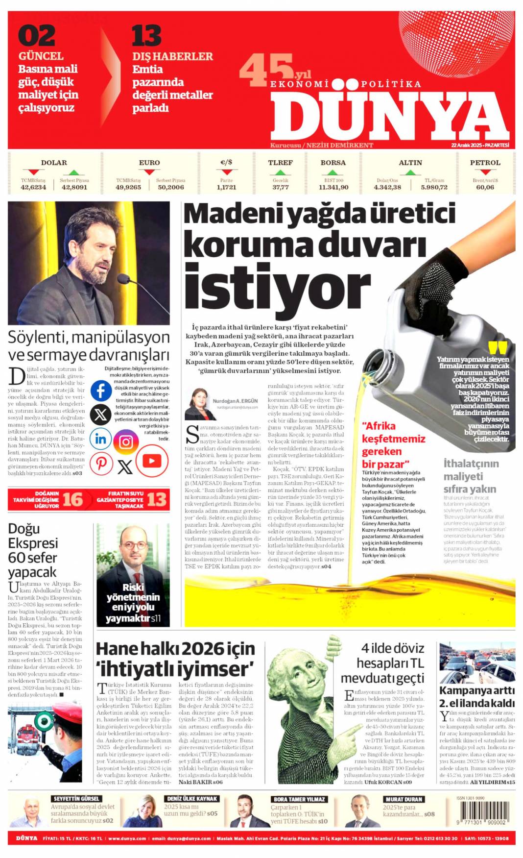 Dar ve sabit gelirli 2026'da güçlenecek: 22 Aralık 2025 Pazartesi, güncel gazete manşetleri... 12