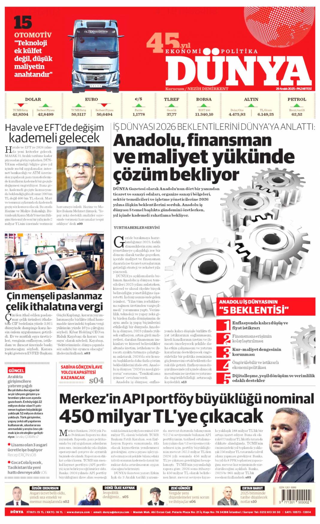 Her an savaşa hazır: 29 Aralık 2025 Pazartesi güncel gazete manşetleri 13