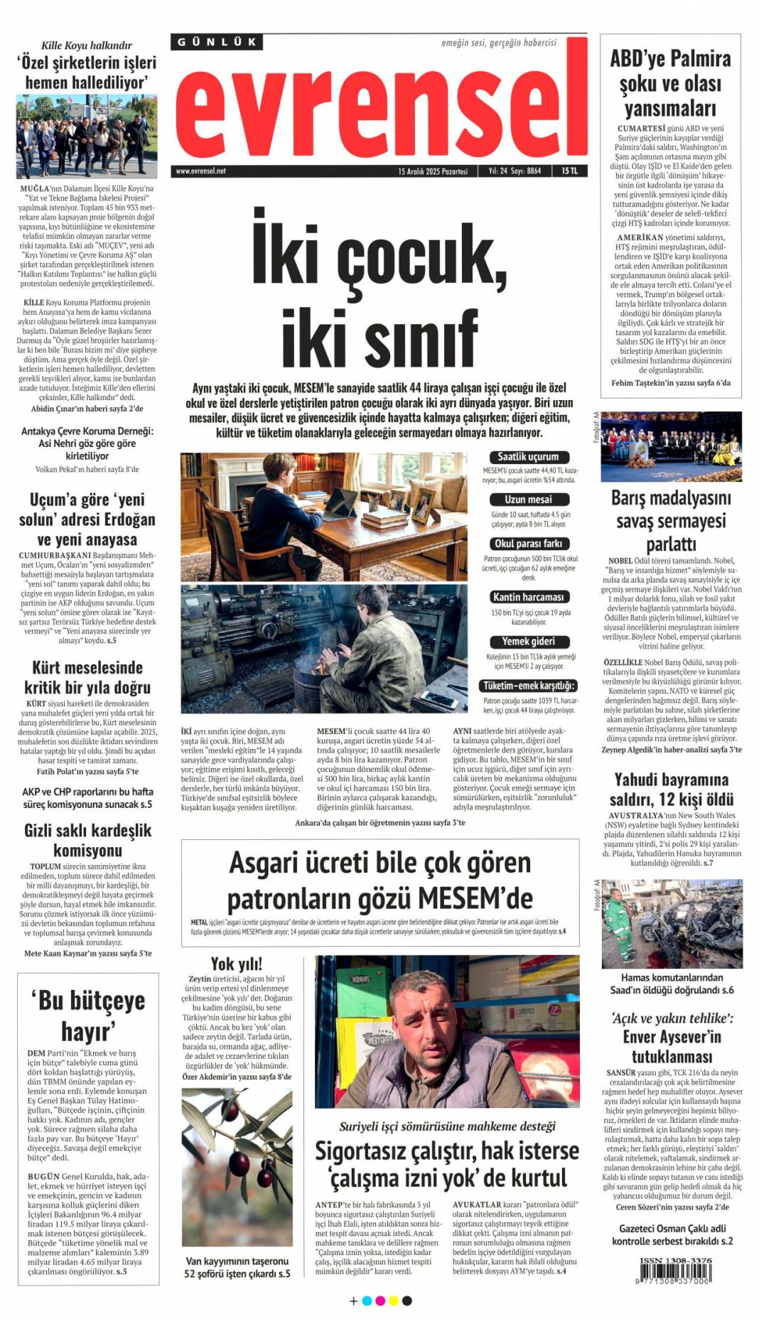 Millet düşmanlarına fırsat vermeyin: 15 Aralık 2025 Pazartesi güncel gazete manşetleri... 21