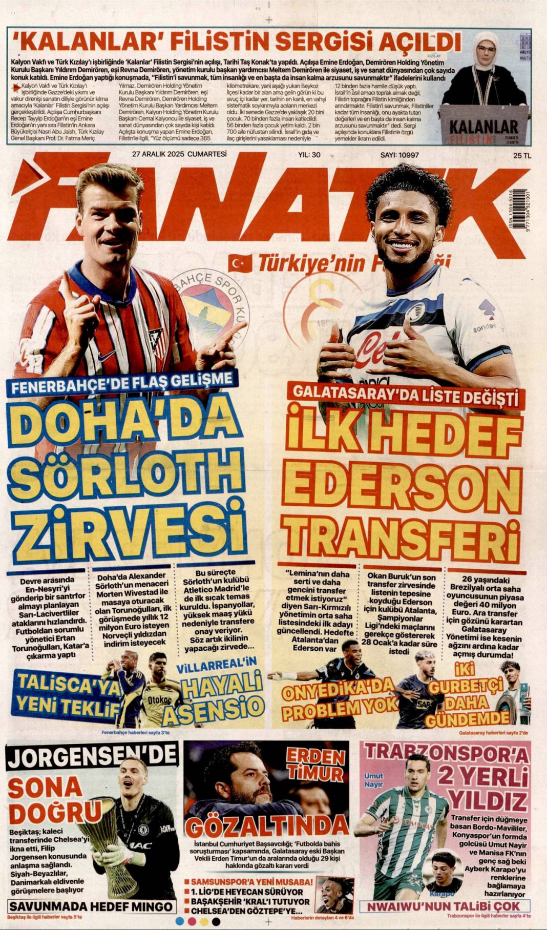 4-1'lik o maçta bahis gölgesi: 27 Aralık 2025 Cumartesi güncel gazete manşetleri 27