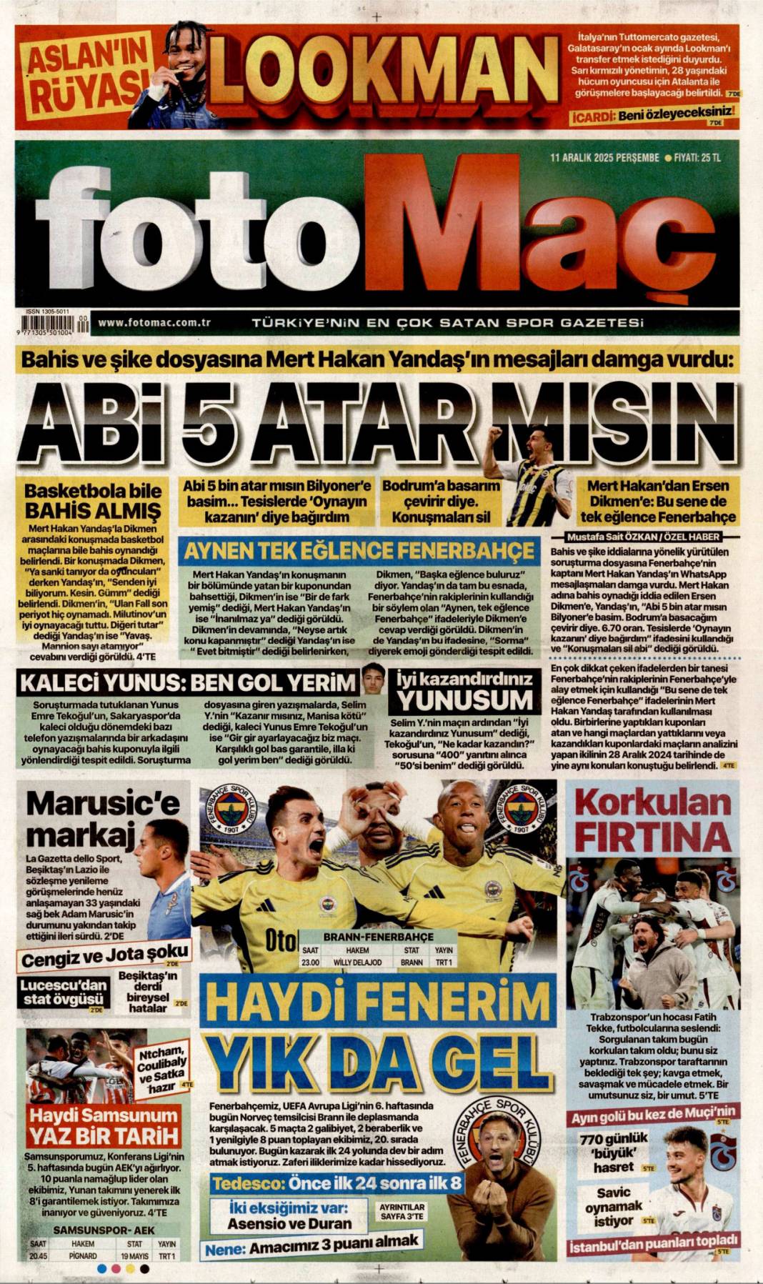 Güllü'yü itti bay bay dedi: 11 Kasım 2025 Perşembe, güncel gazete manşetleri... 25