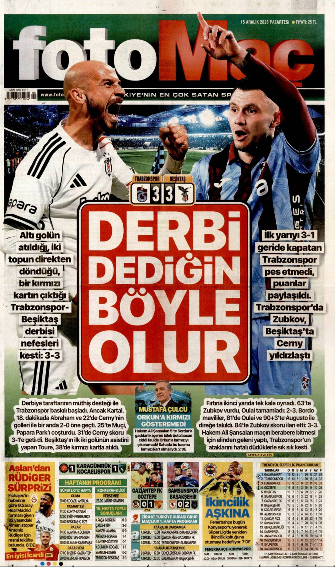 Millet düşmanlarına fırsat vermeyin: 15 Aralık 2025 Pazartesi güncel gazete manşetleri... 23